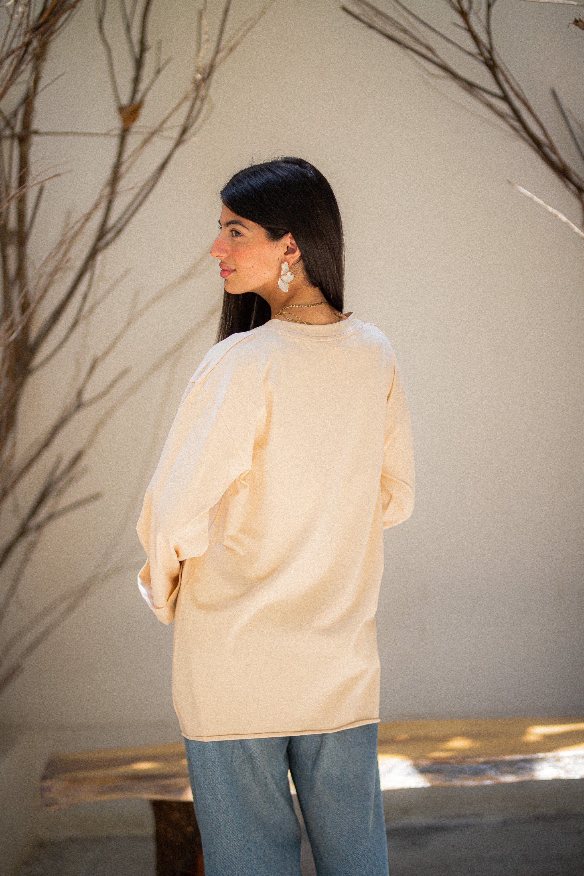 Beige Front pocket T-shirt