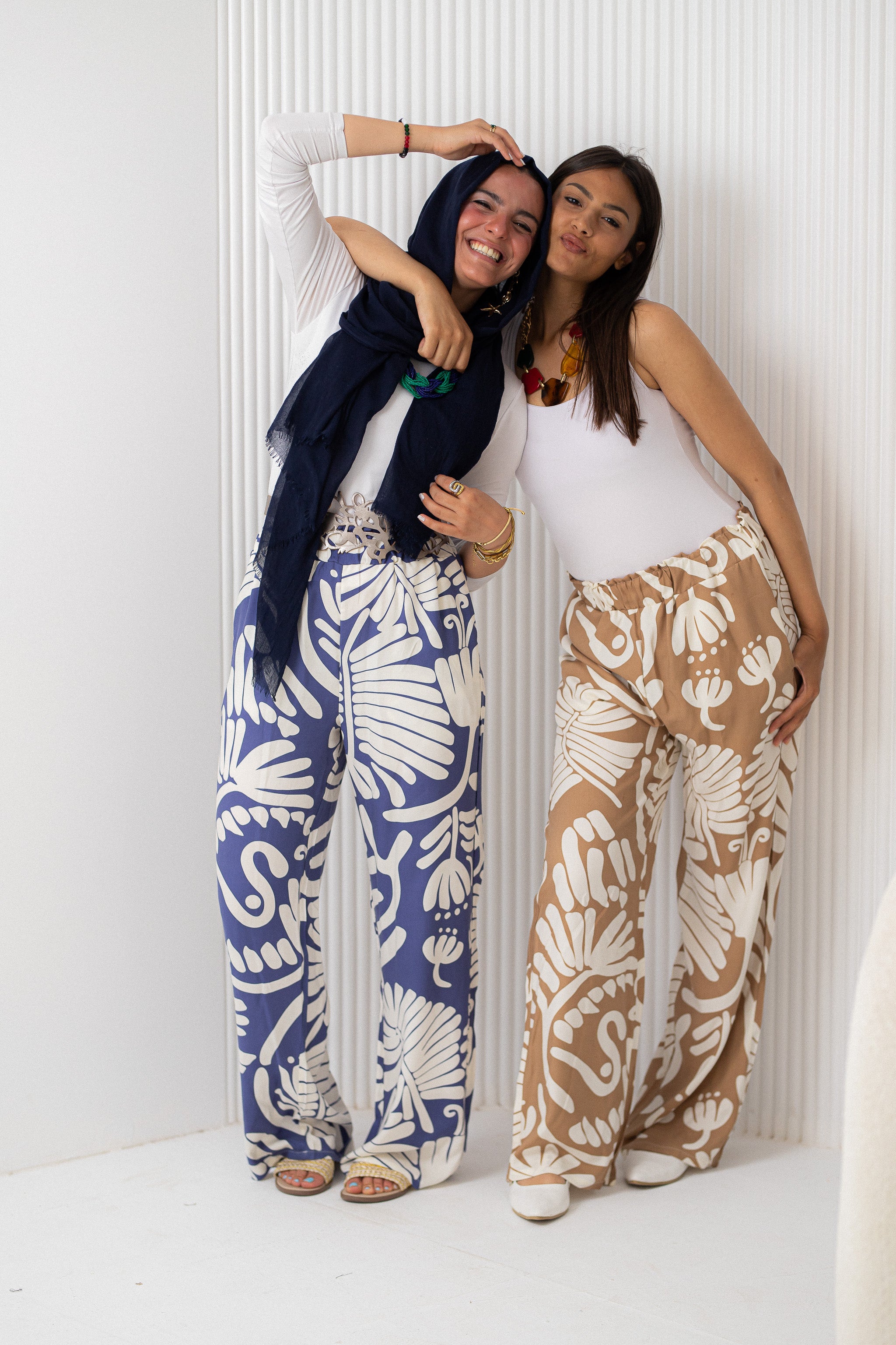 Navy Palm leaves Pants