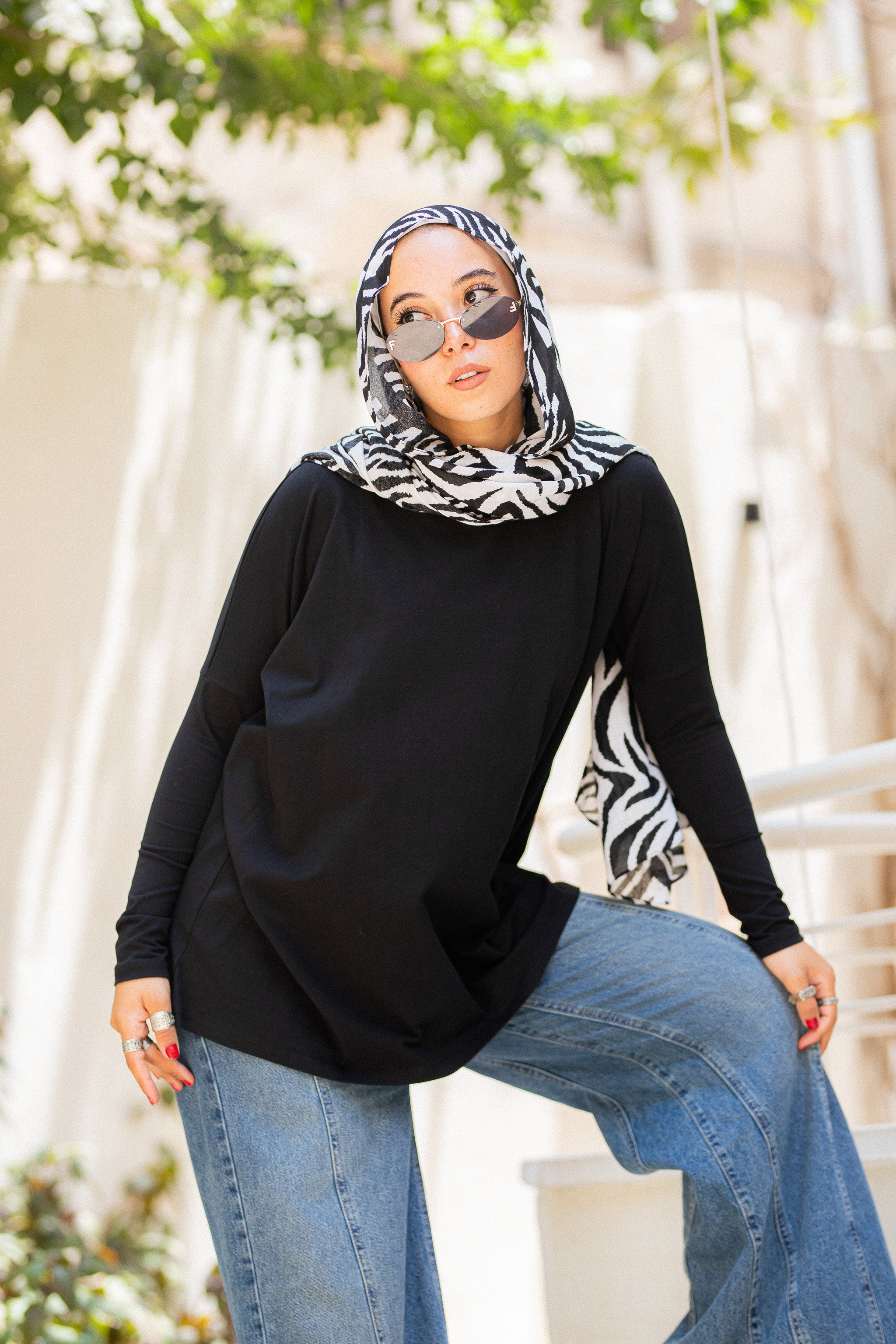 Black Tight sleeve oversized T-shirt