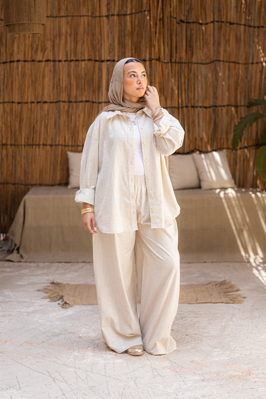 Oversized Shinny pure Linen Set