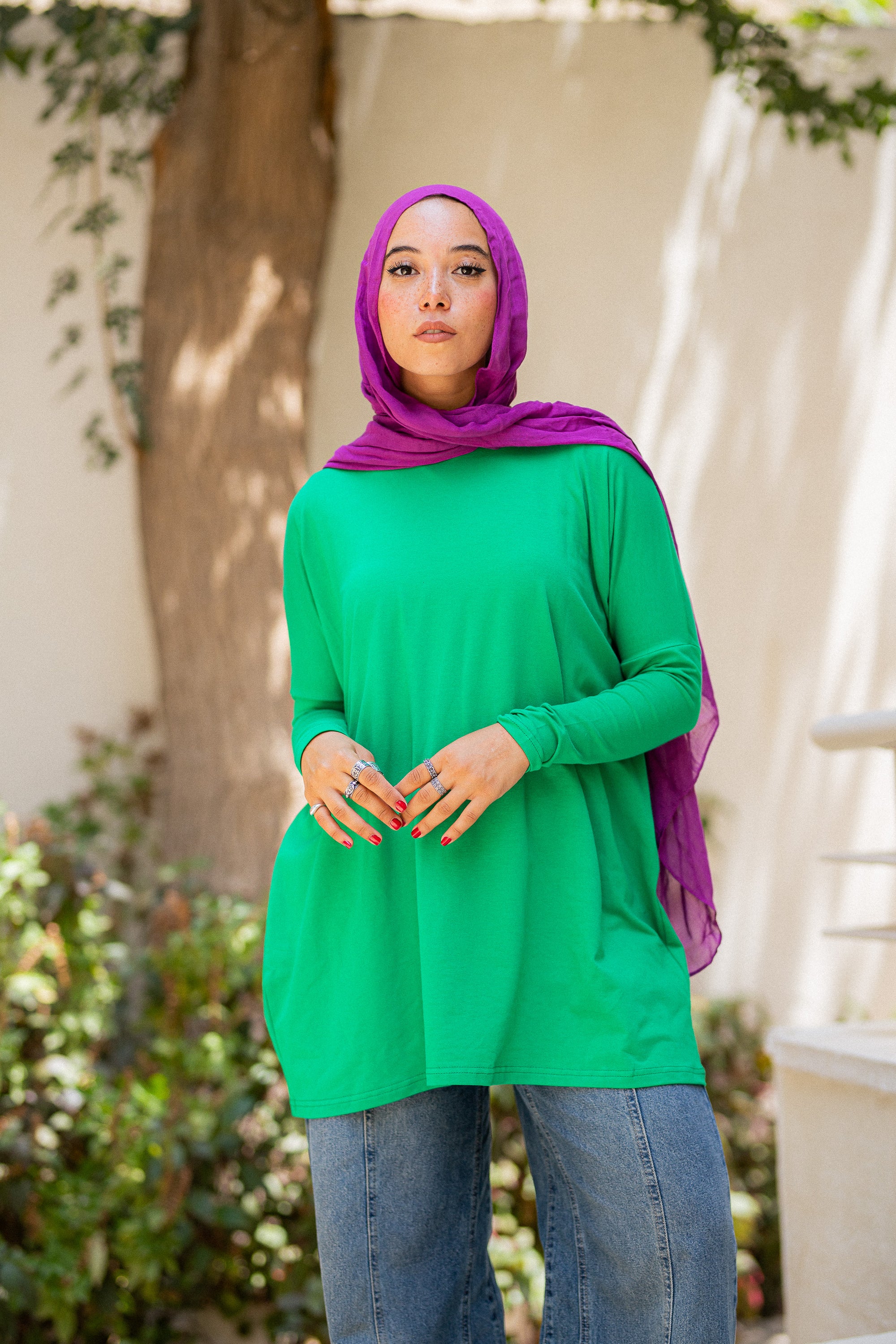 Light Purple Tight sleeve oversized T-shirt