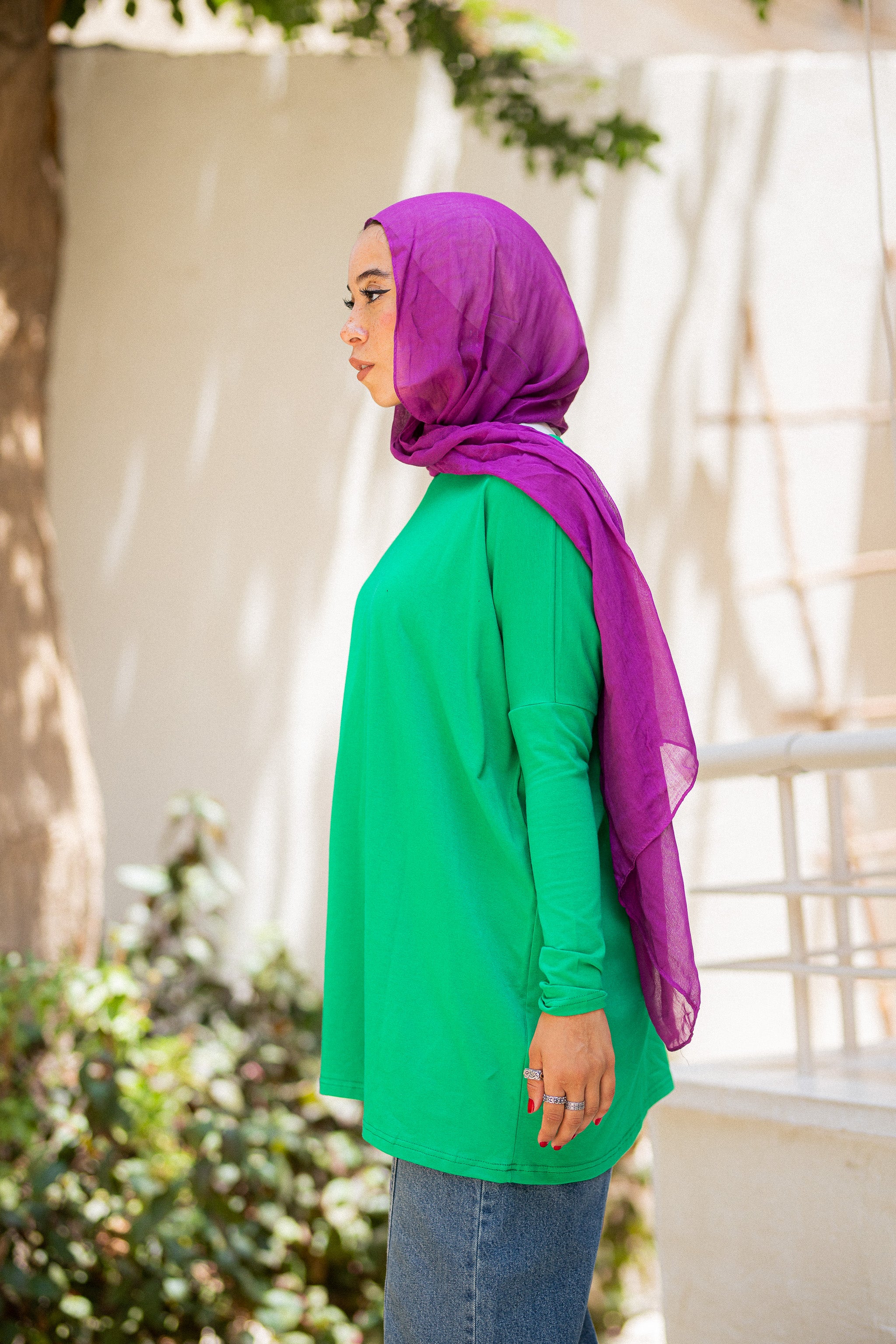 Green Tight sleeve oversized T-shirt