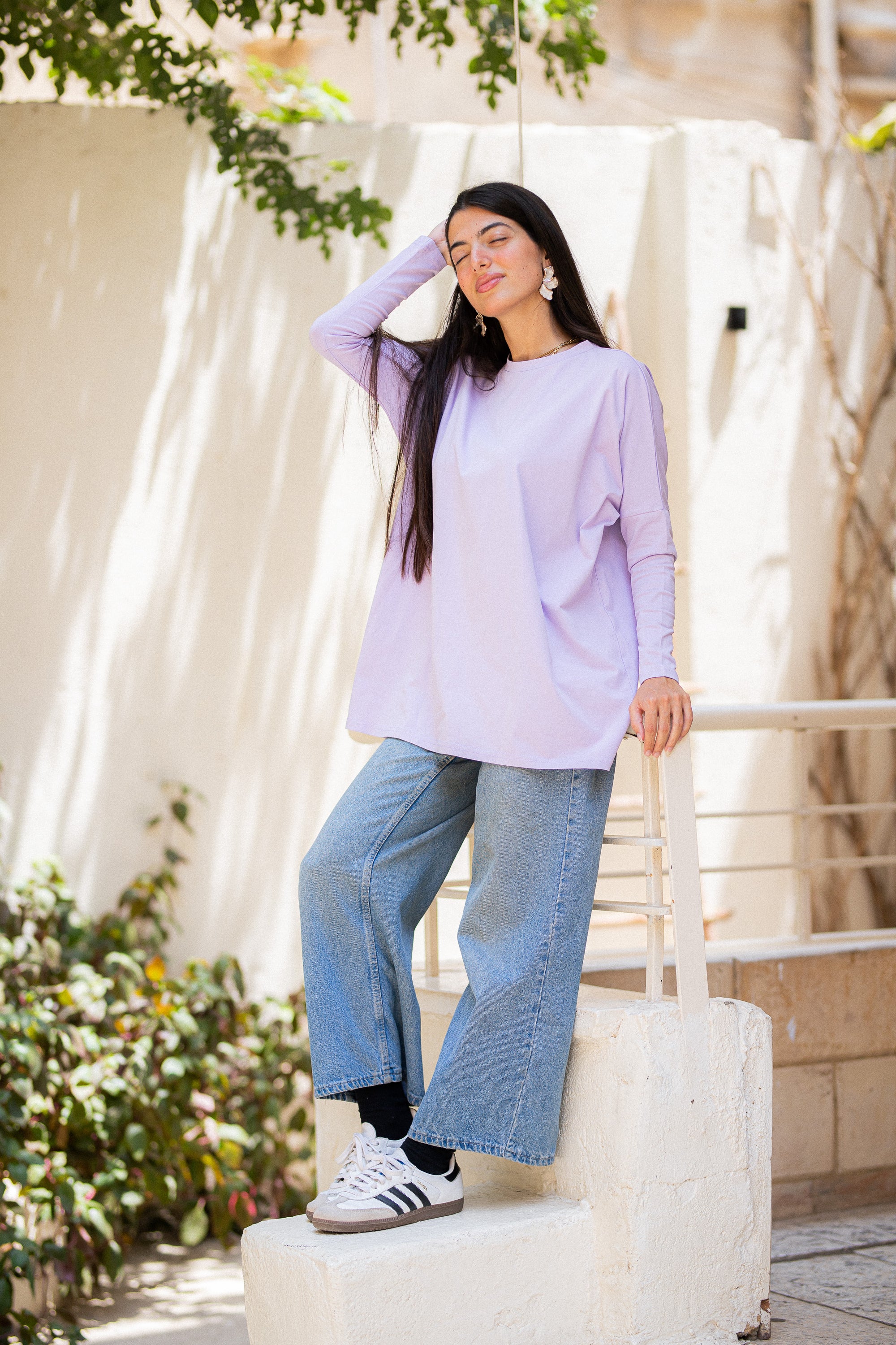 Light Purple Tight sleeve oversized T-shirt