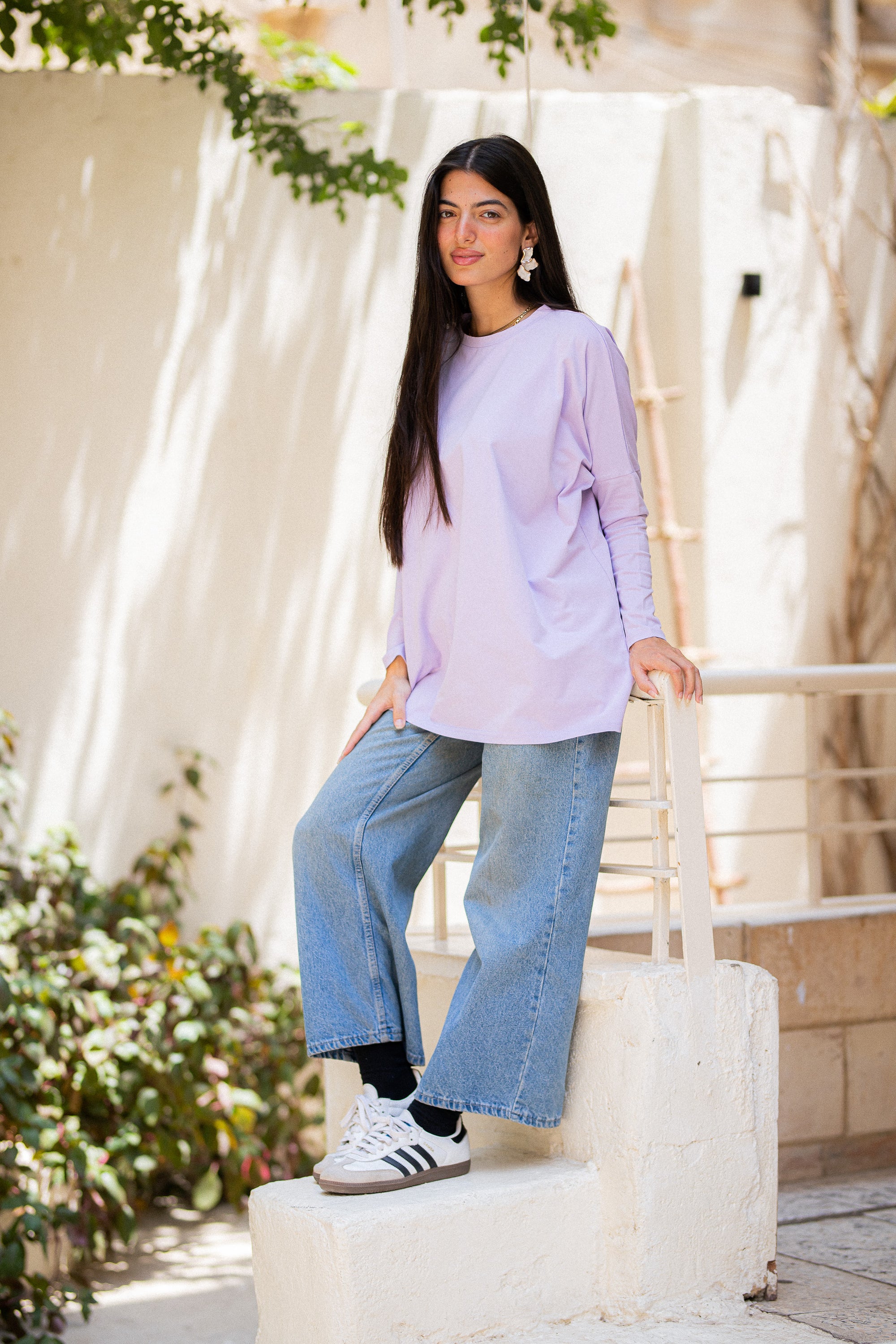 Light Purple Tight sleeve oversized T-shirt