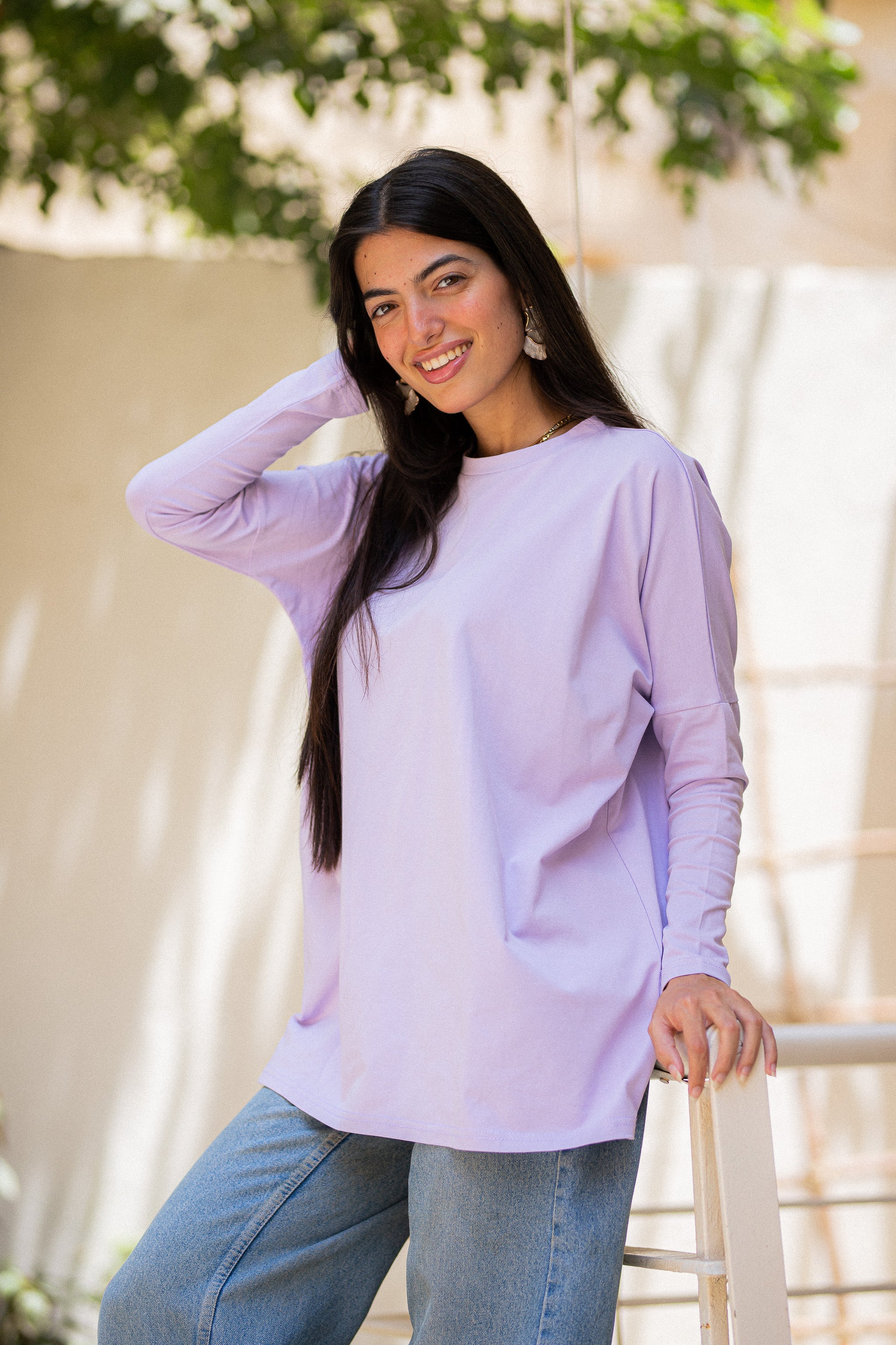 Light Purple Tight sleeve oversized T-shirt