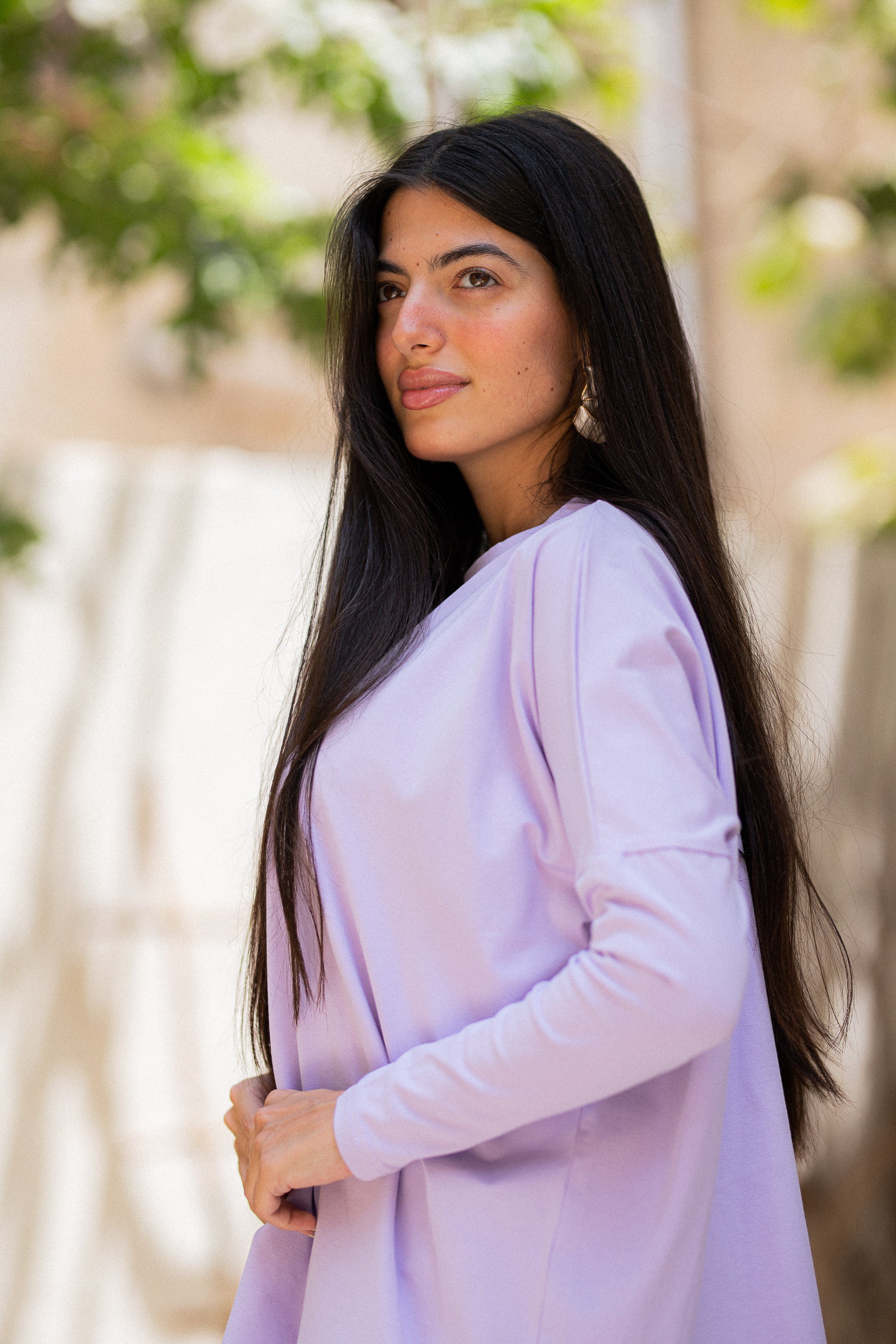 Light Purple Tight sleeve oversized T-shirt