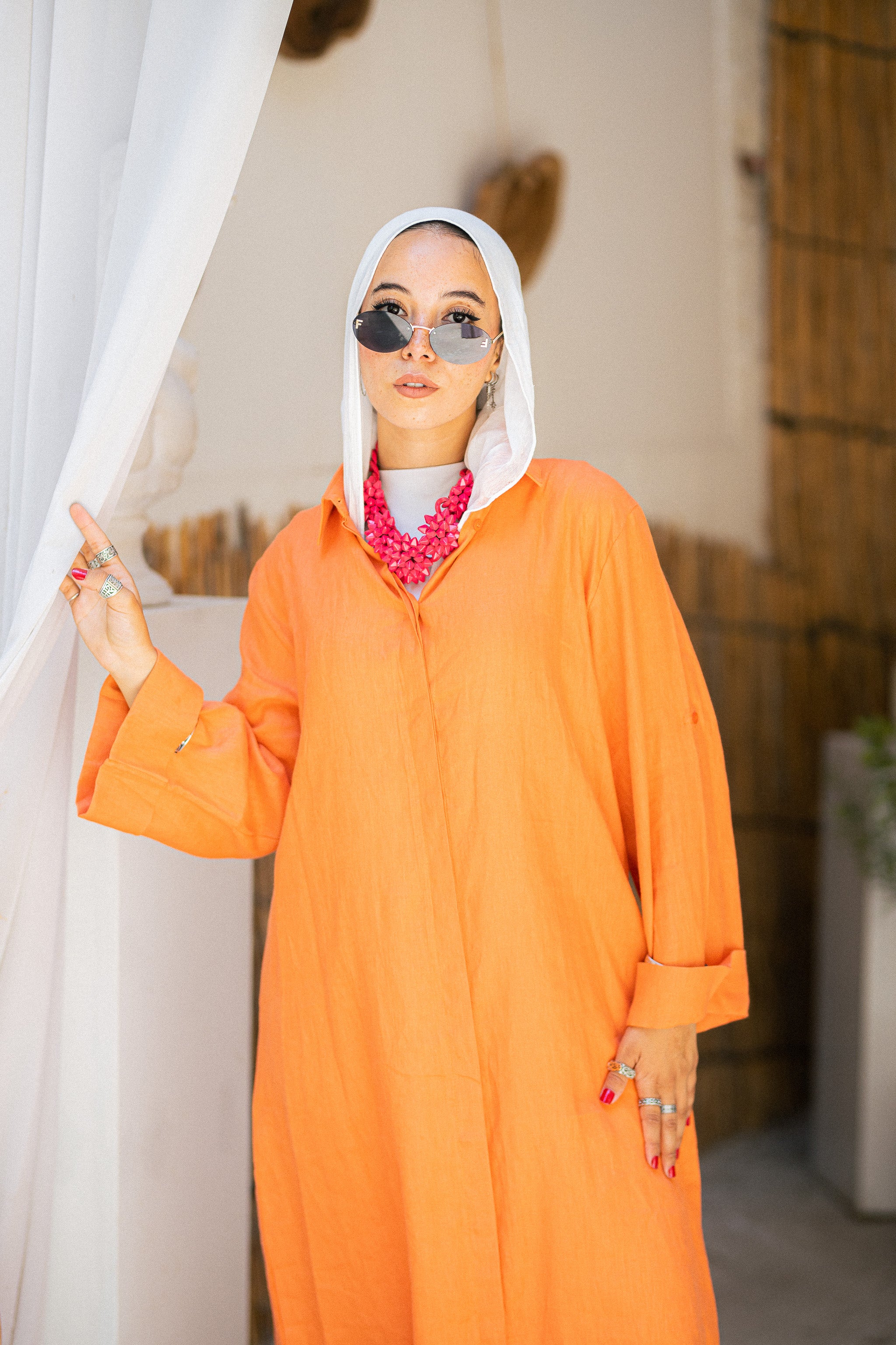 White Pure Linen Dress