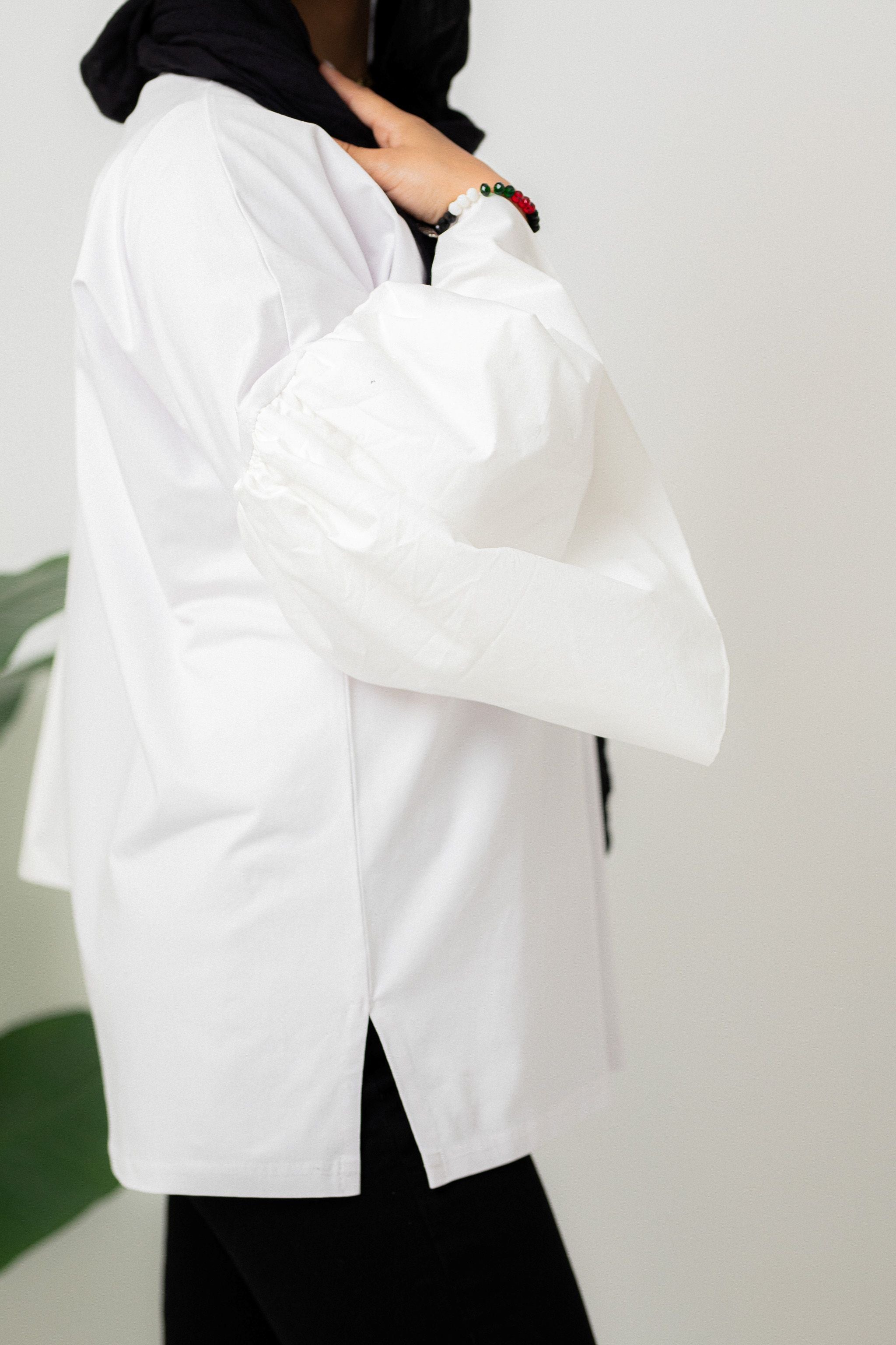 White Super flared sleeve t-shirt