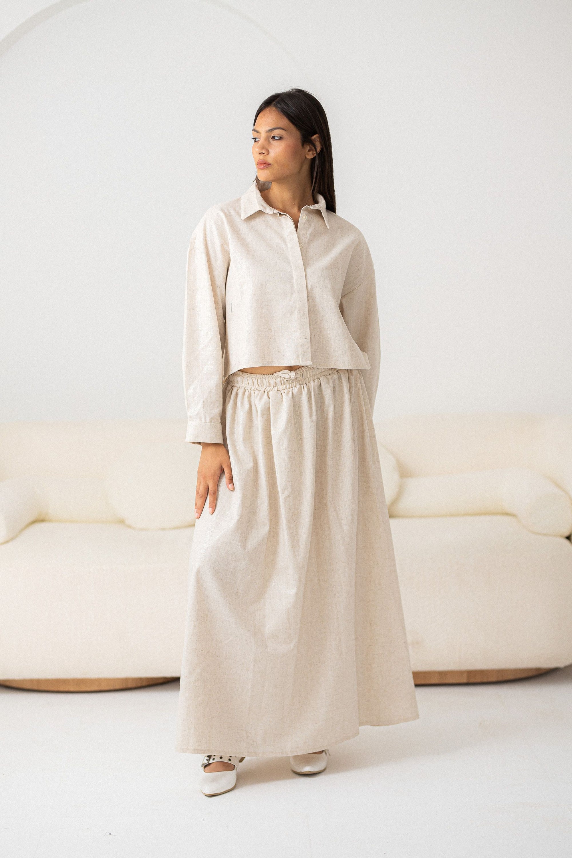 Shinny Pure Linen skirt