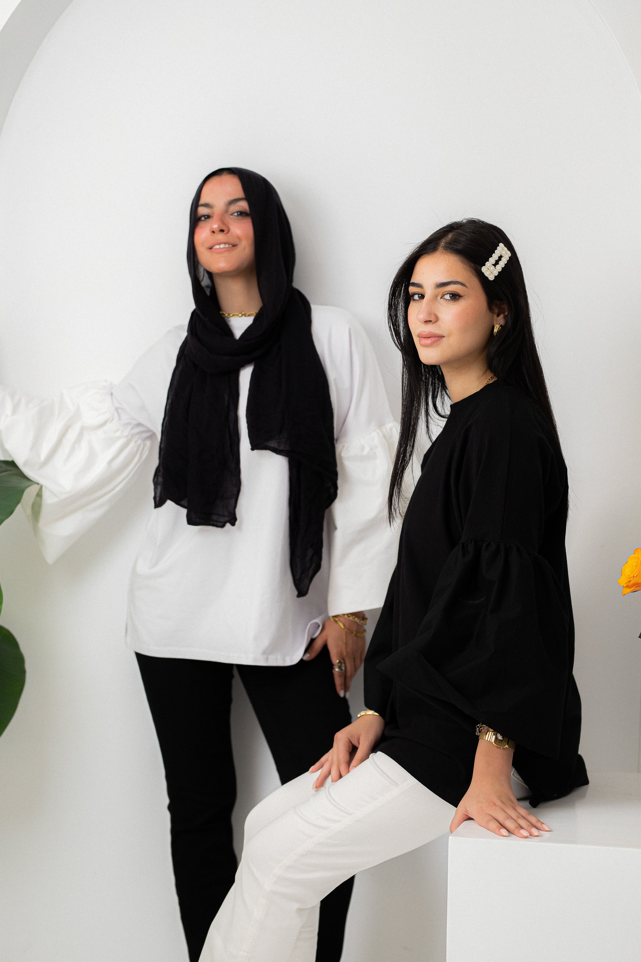 White Super flared sleeve t-shirt