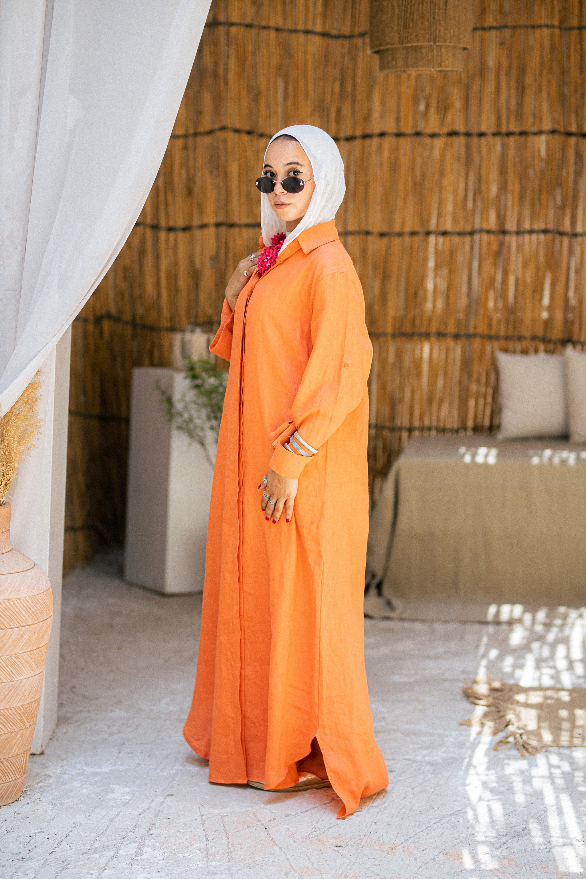 White Pure Linen Dress