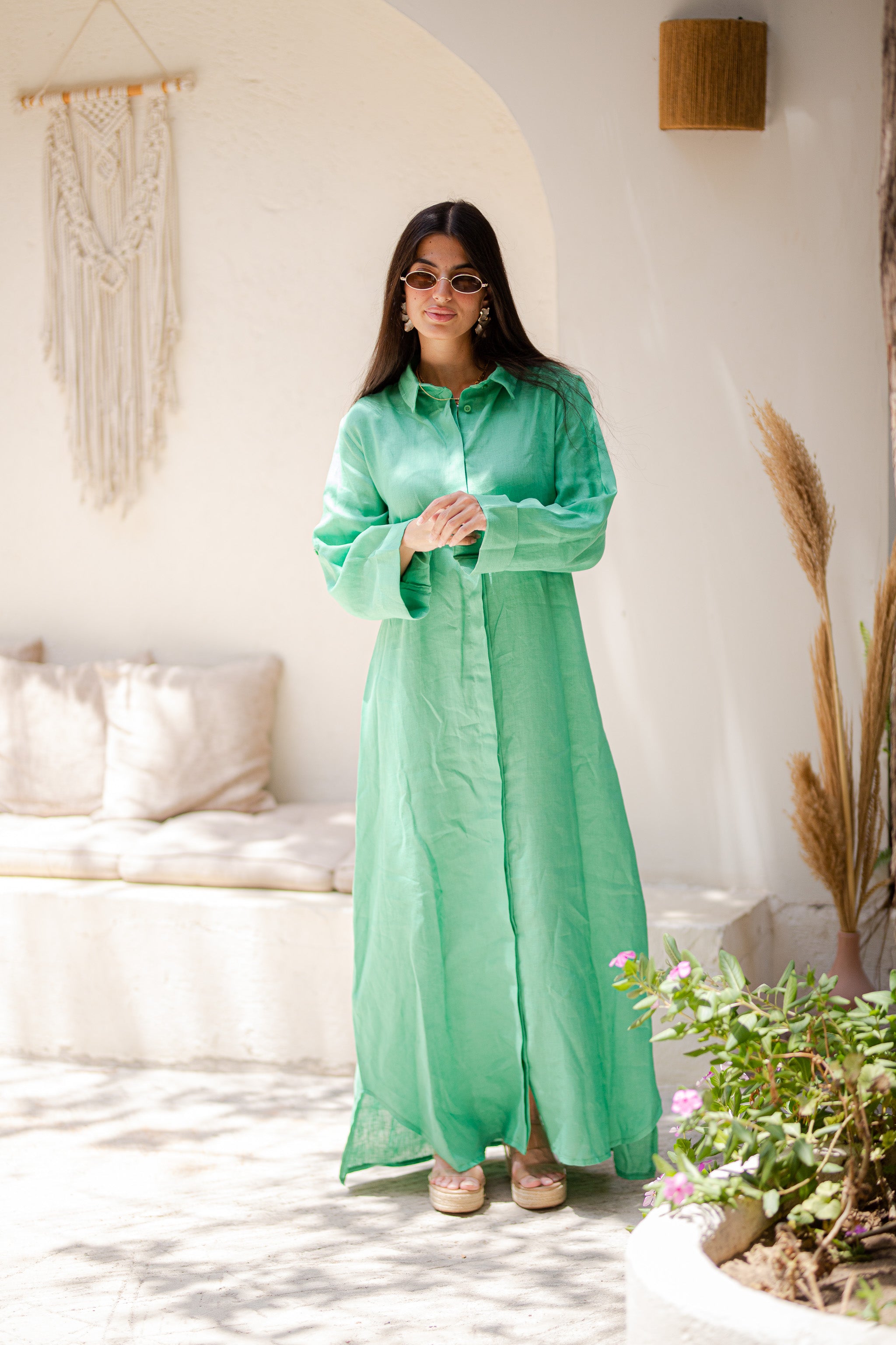 White Pure Linen Dress