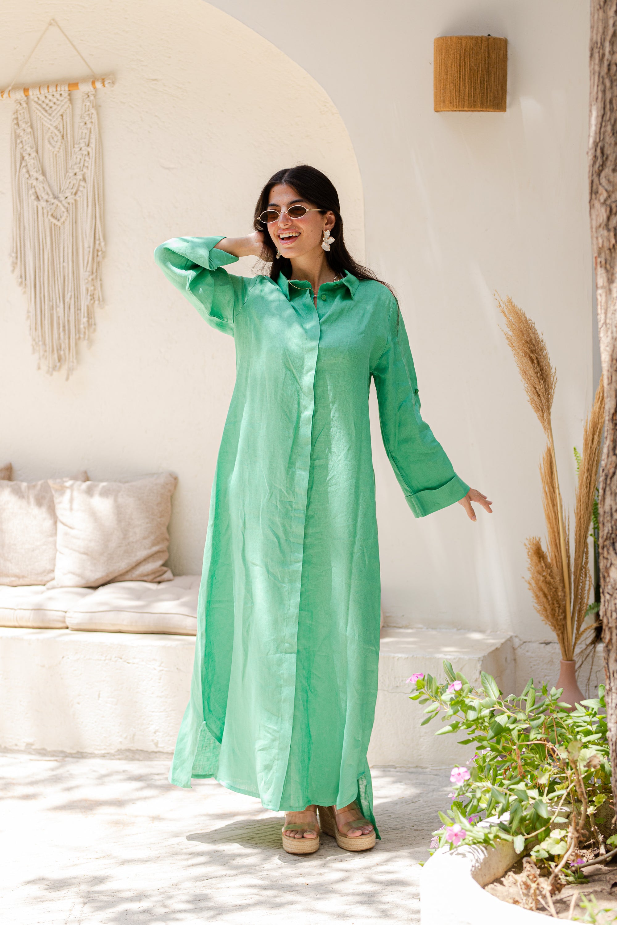 White Pure Linen Dress