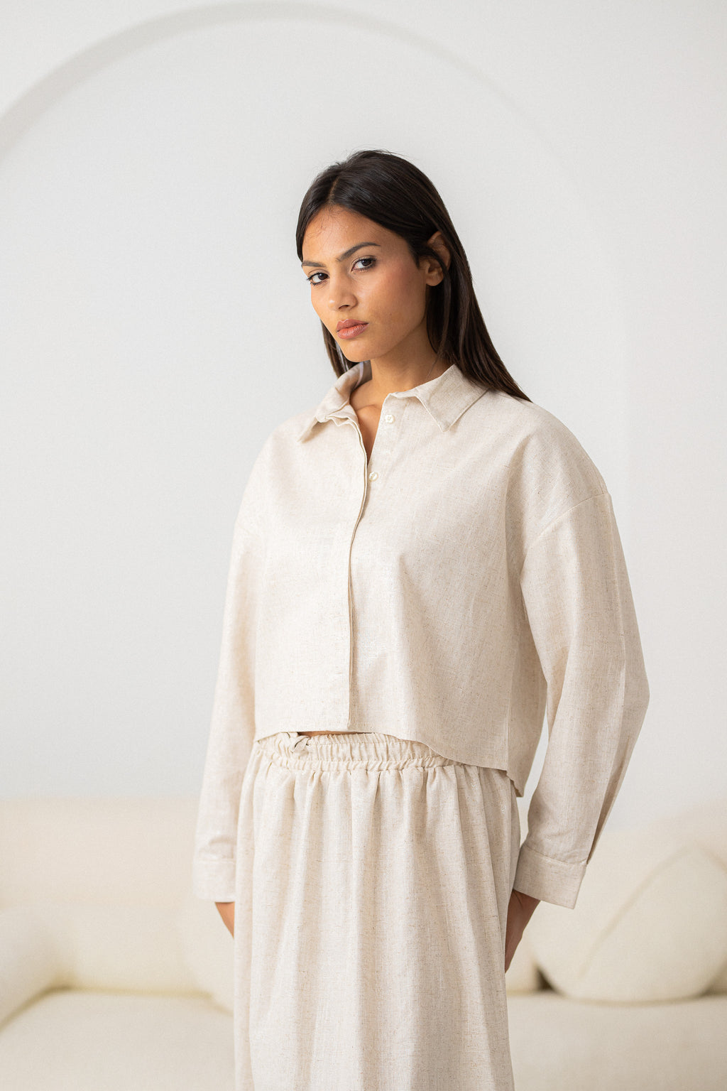 Shinny pure Linen Set