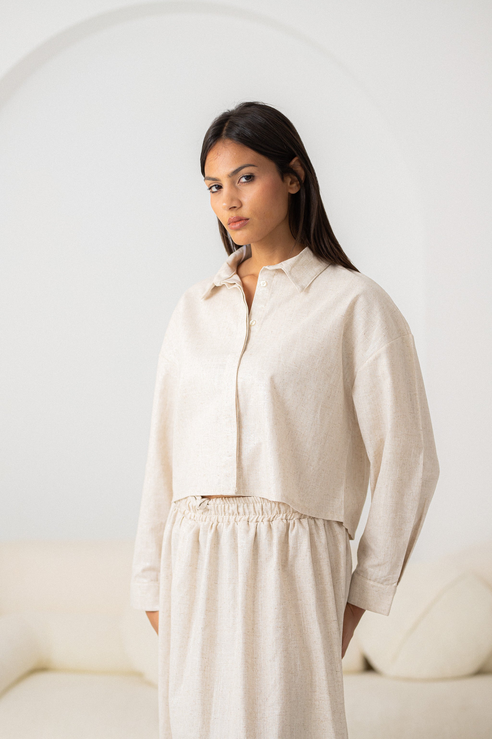 Shinny pure Linen Set