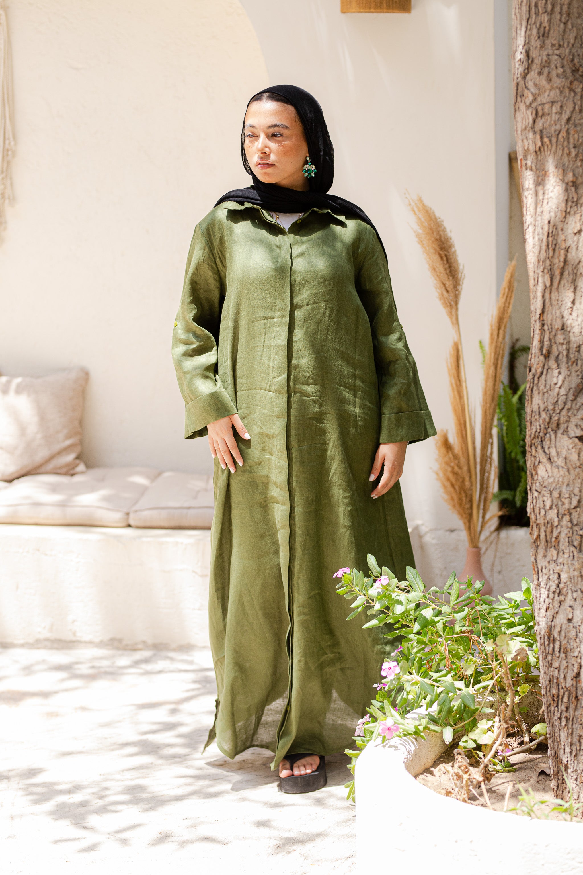 Teal Pure Linen Dress