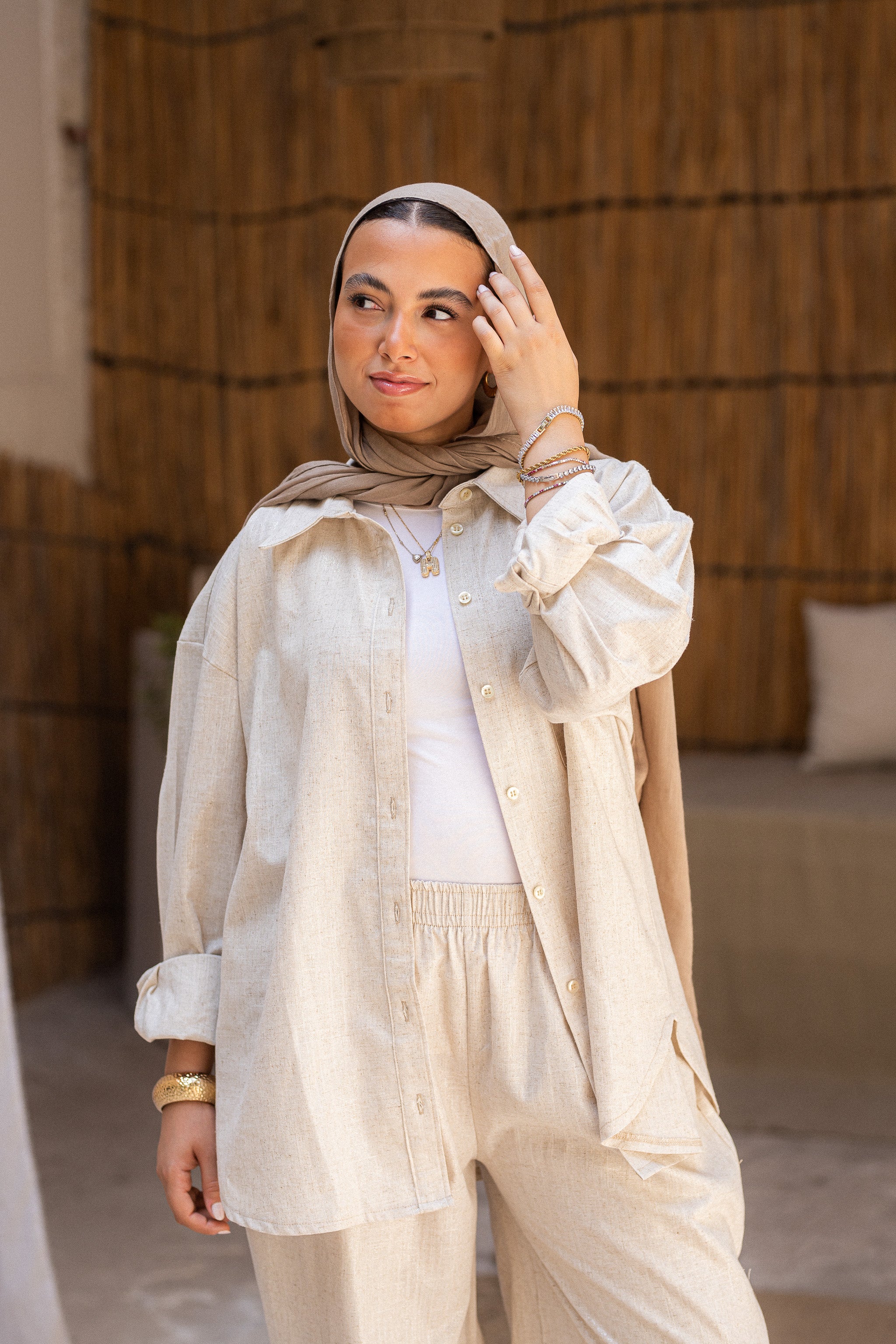 Beige Linen oversized shirt