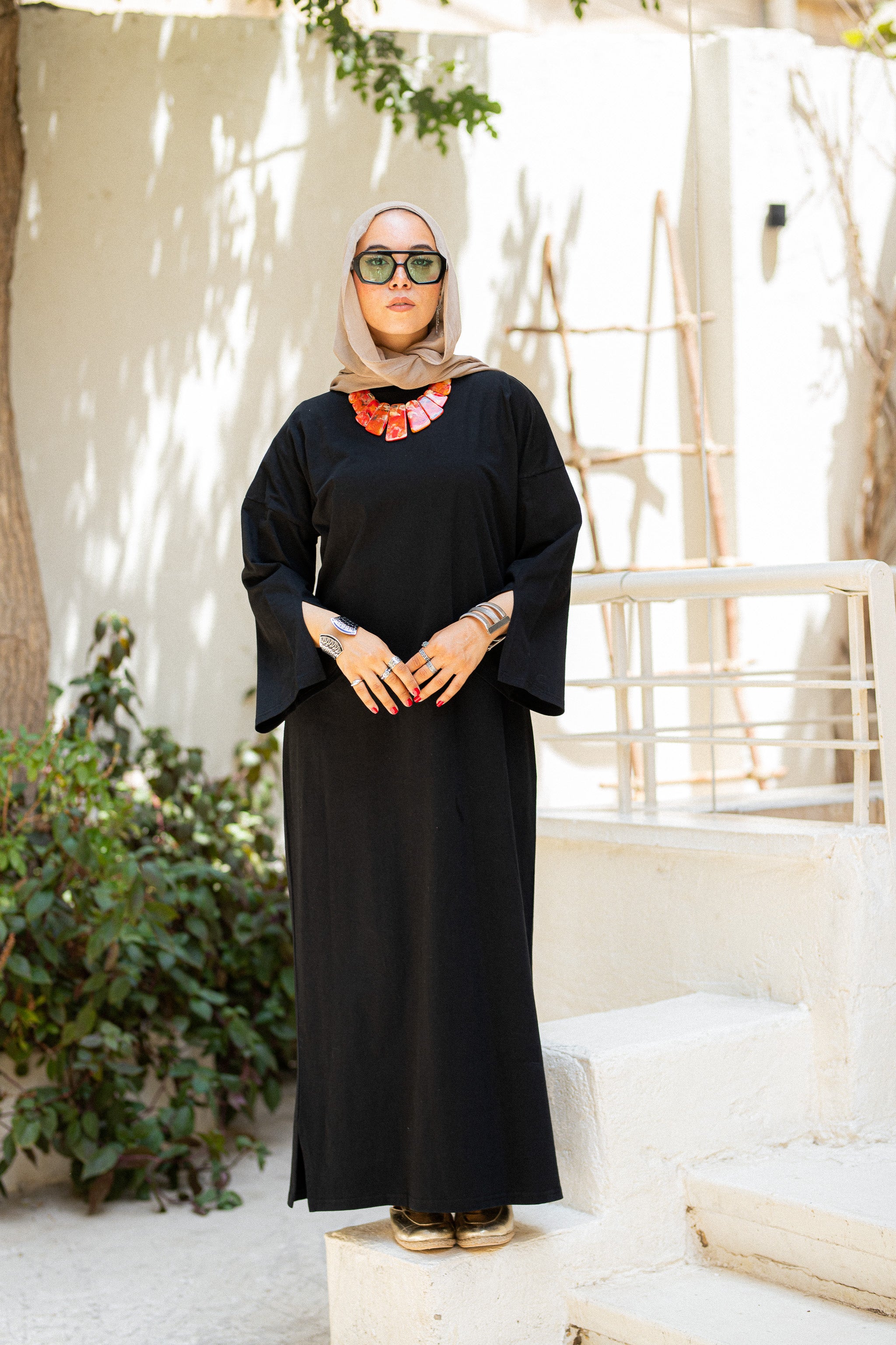 Hot Pink vent sleeve shirt dress