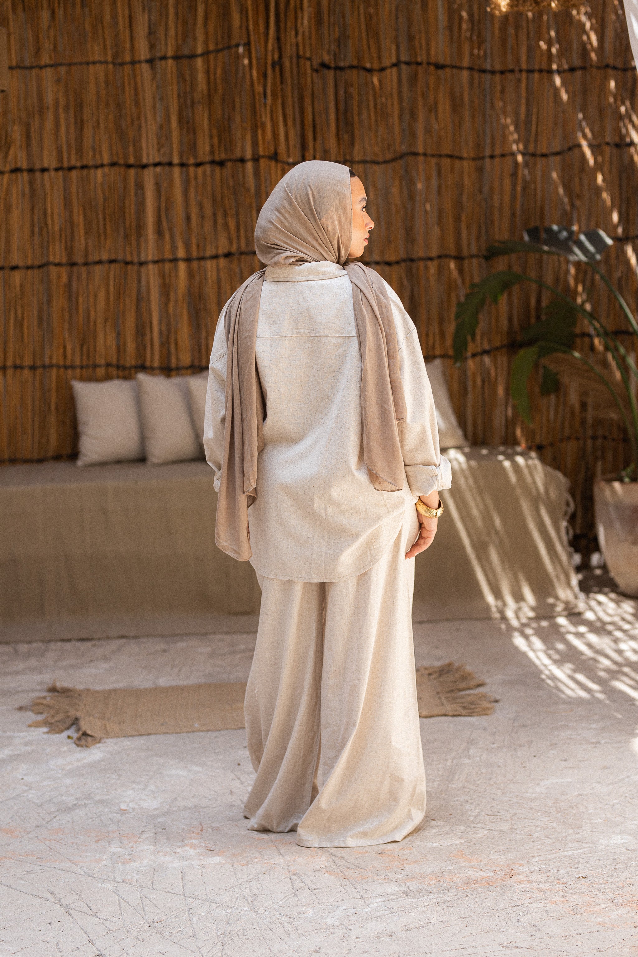 Oversized Shinny pure Linen Set