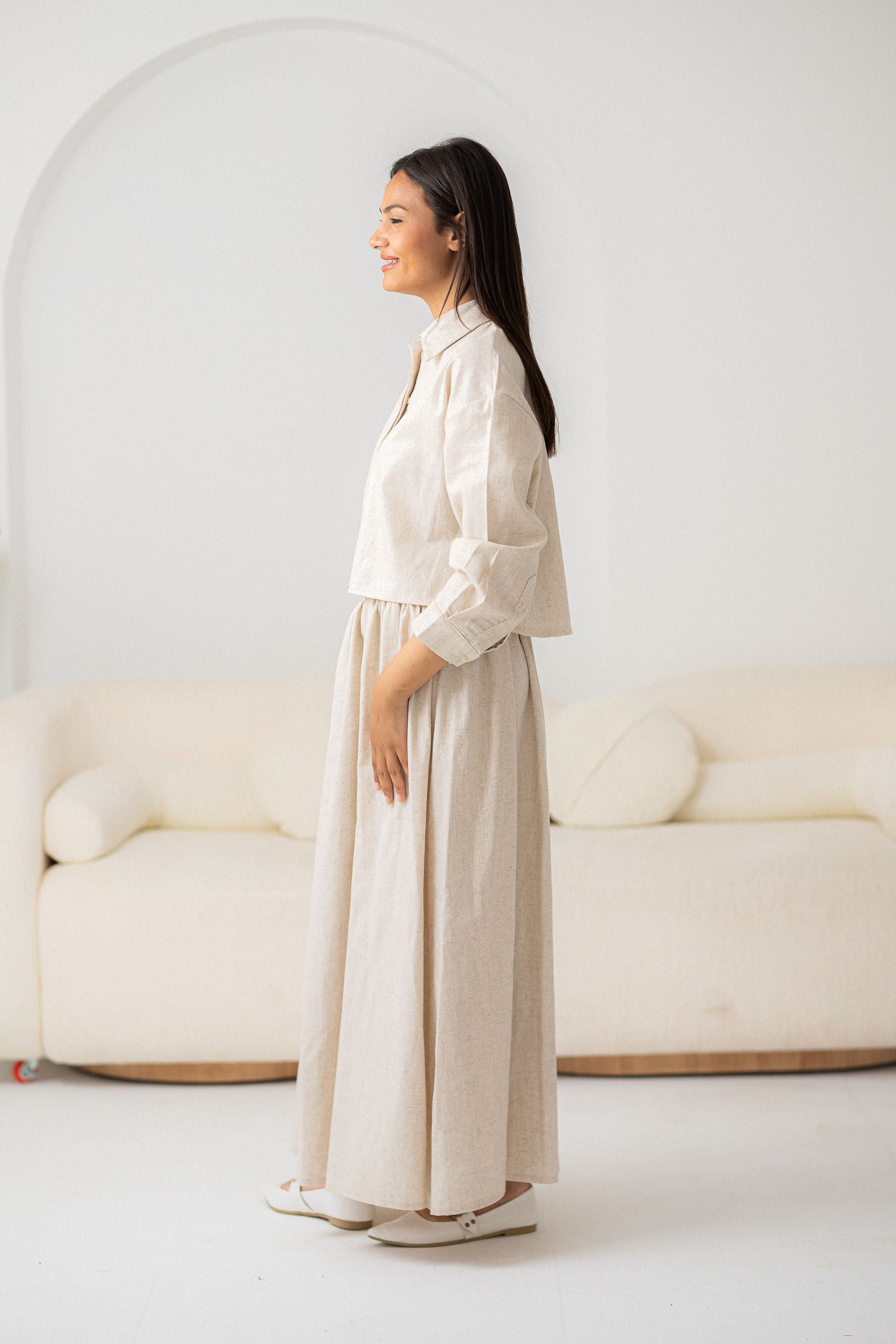Shinny Pure Linen skirt