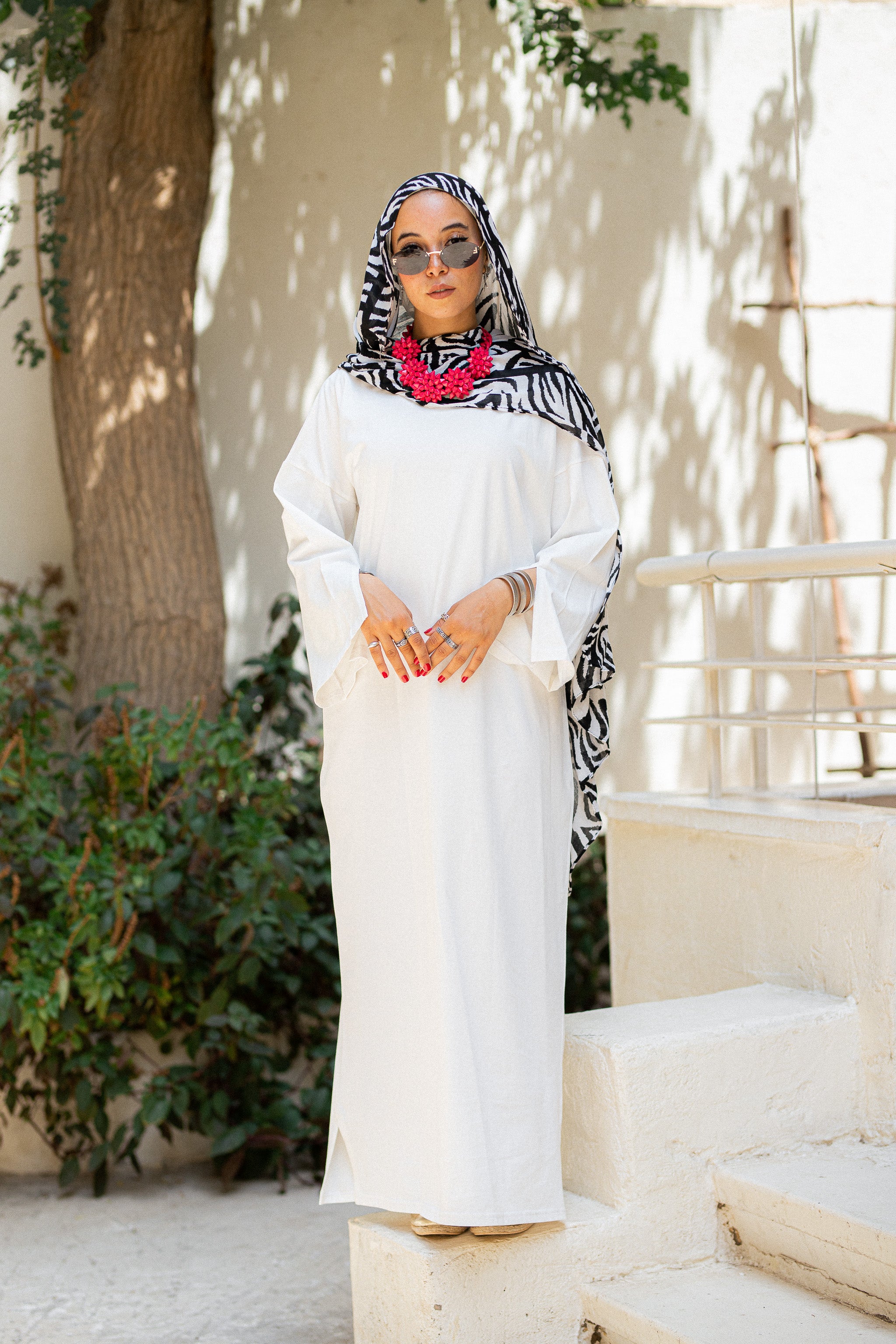 white vent sleeve shirt dress