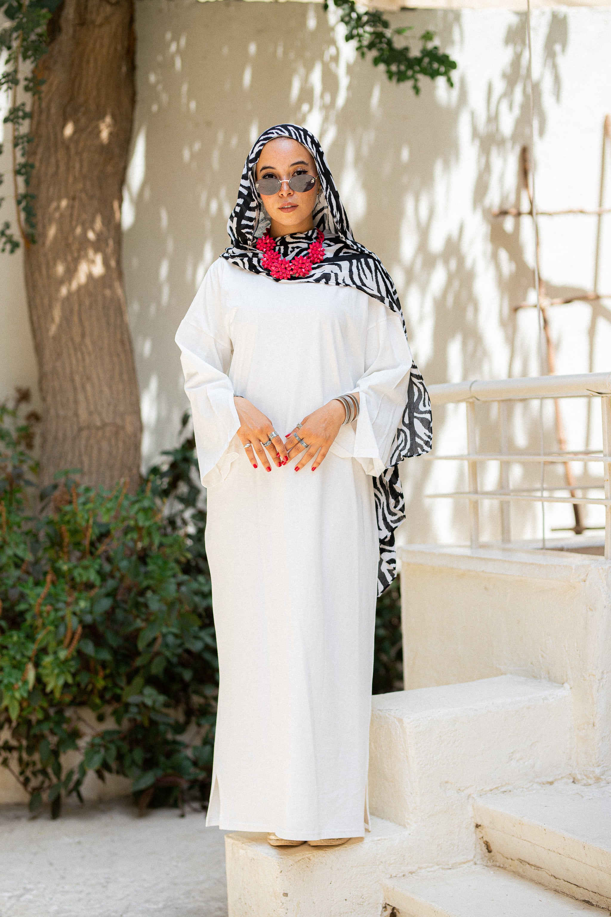 Hot Pink vent sleeve shirt dress