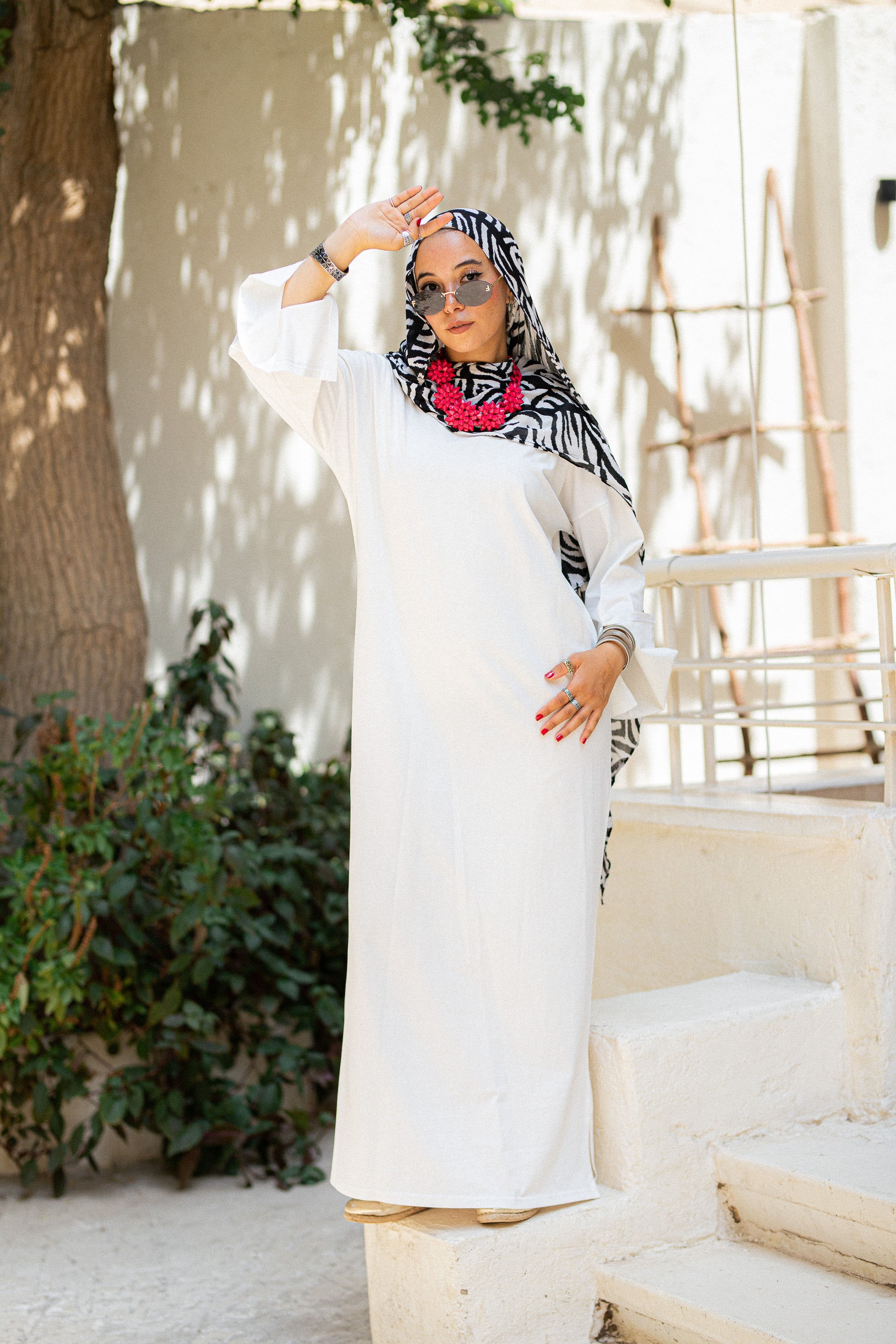 Green vent sleeve shirt dress