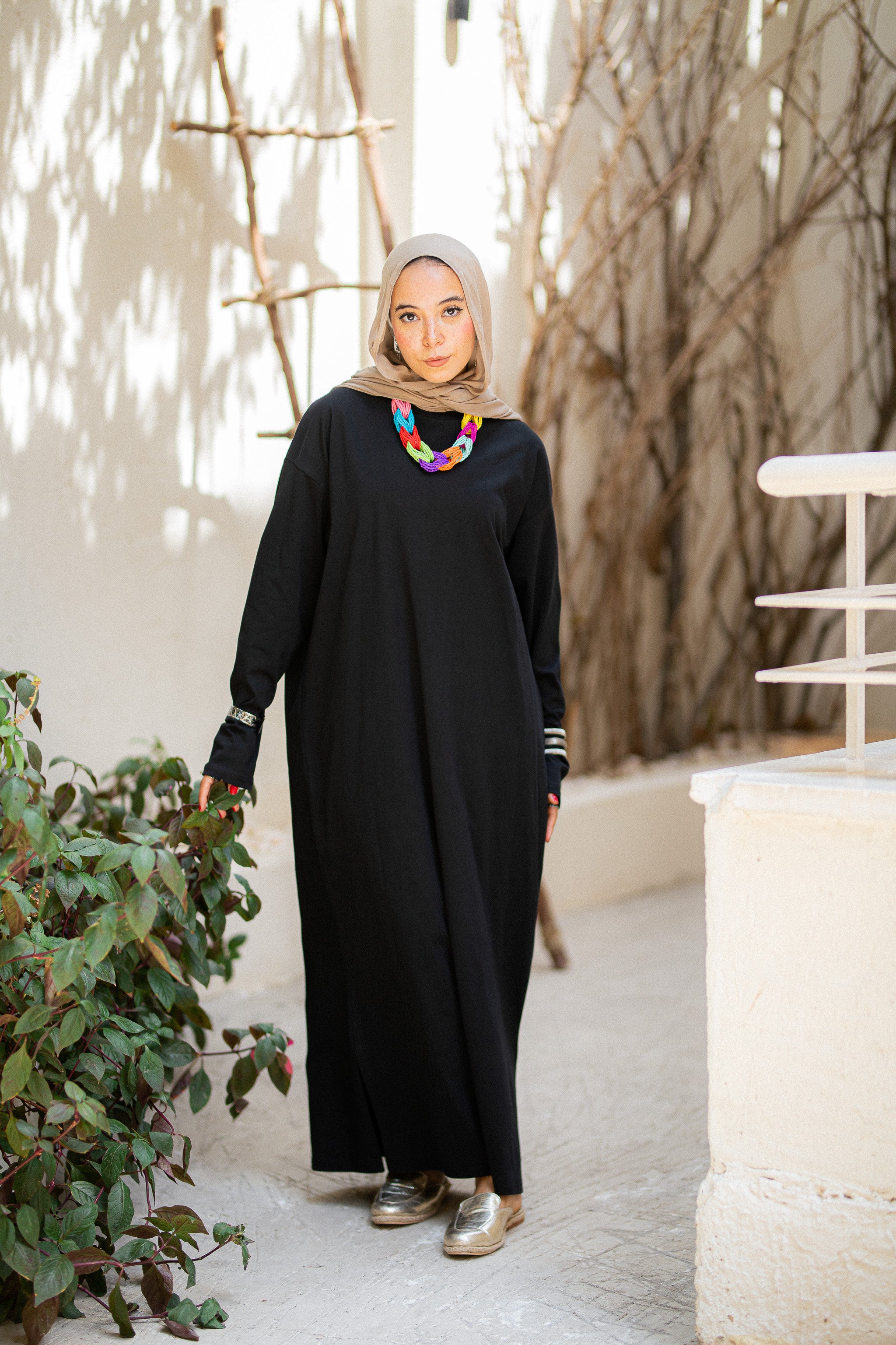 Black Oversized Long sleeve shirt dress