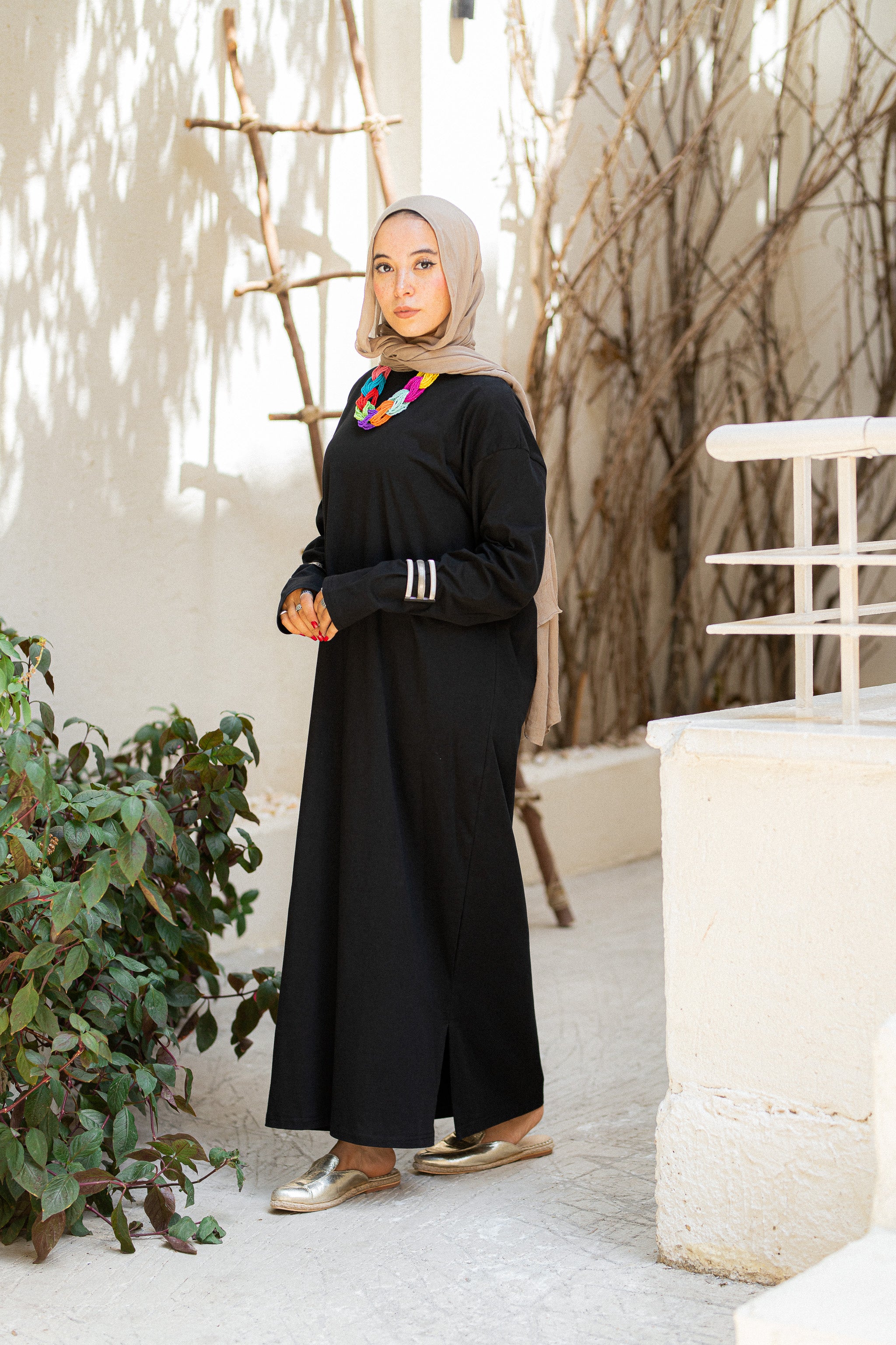 Black Oversized Long sleeve shirt dress