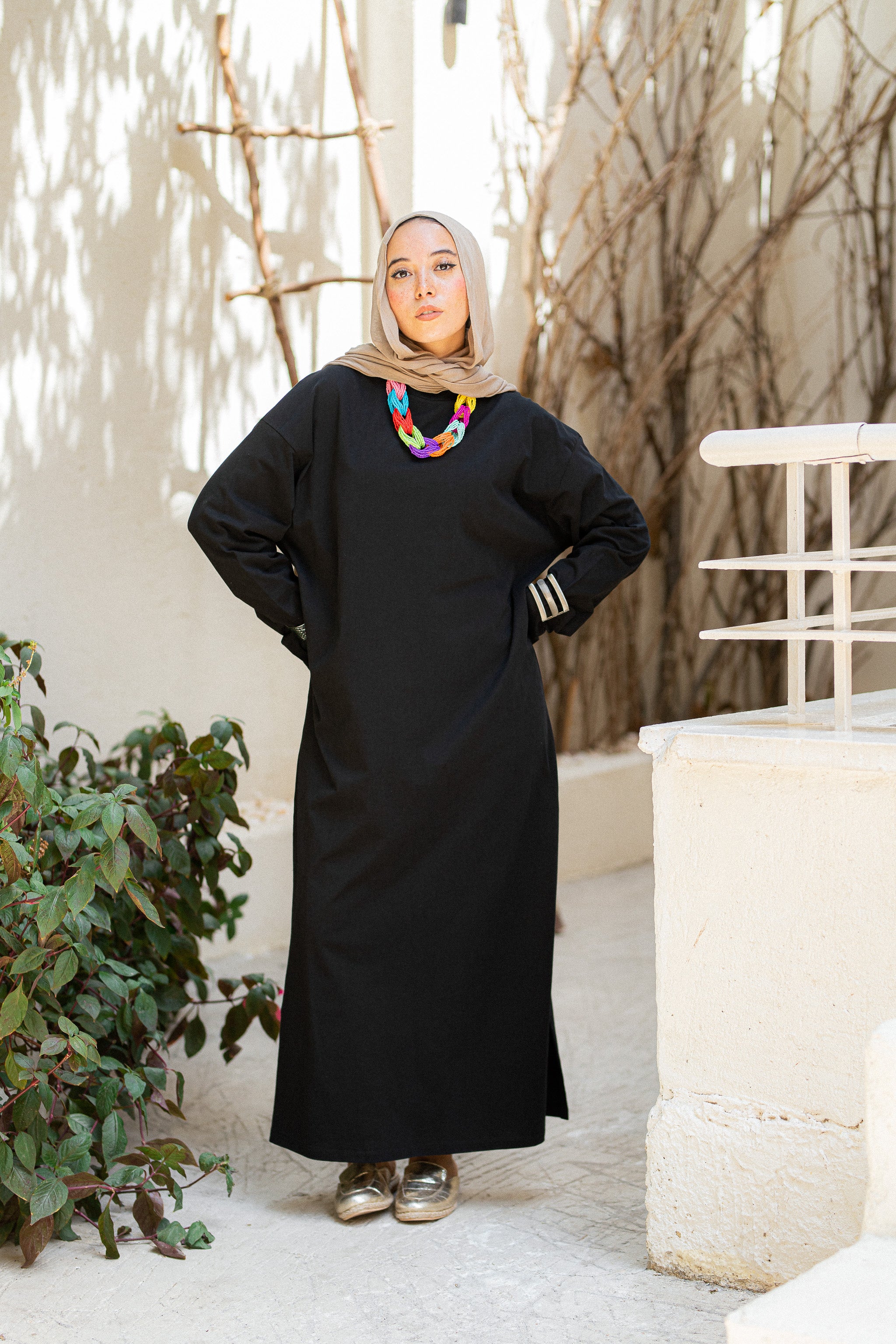 Black Oversized Long sleeve shirt dress