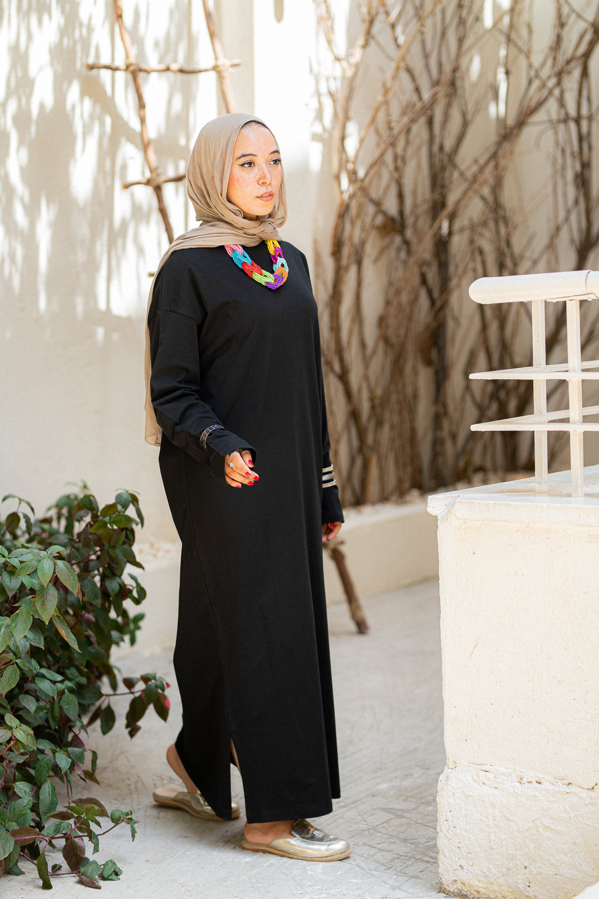 Yellow Oversized Long sleeve shirt dress