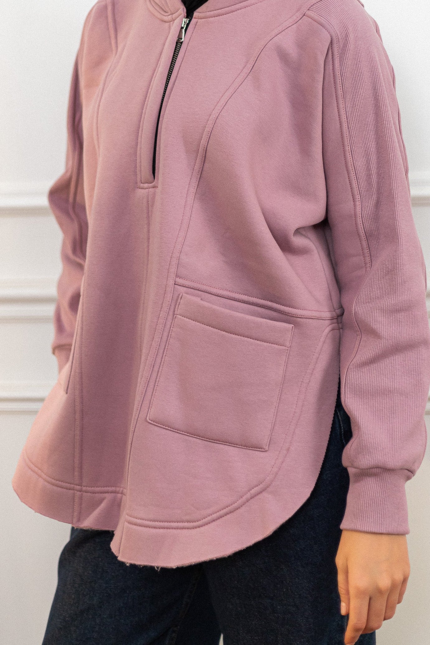 Rosewood Rib sleeved hoodie