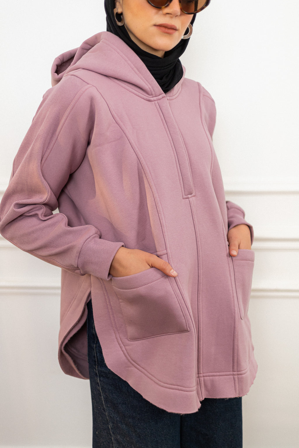 Rosewood Rib sleeved hoodie