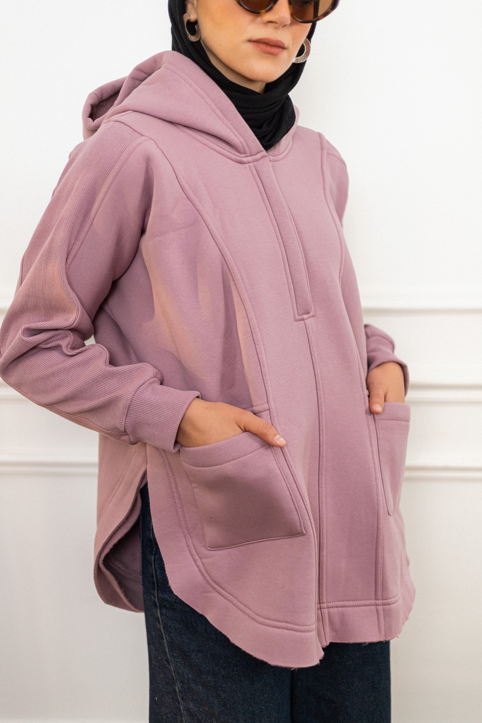 Rosewood Rib sleeved hoodie