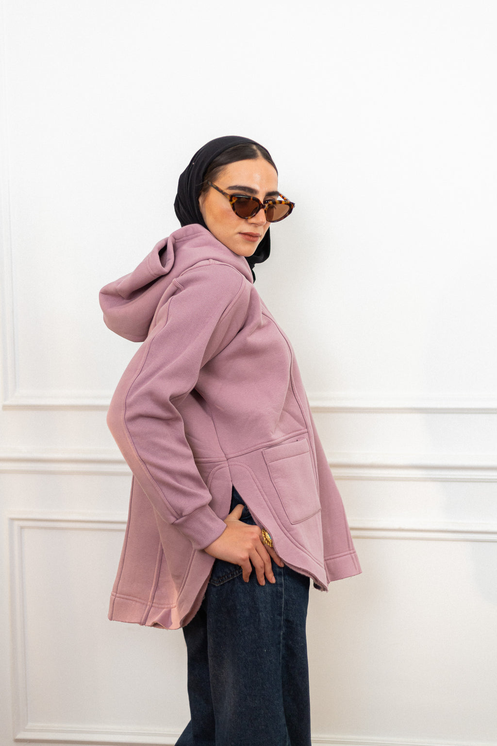 Rosewood Rib sleeved hoodie