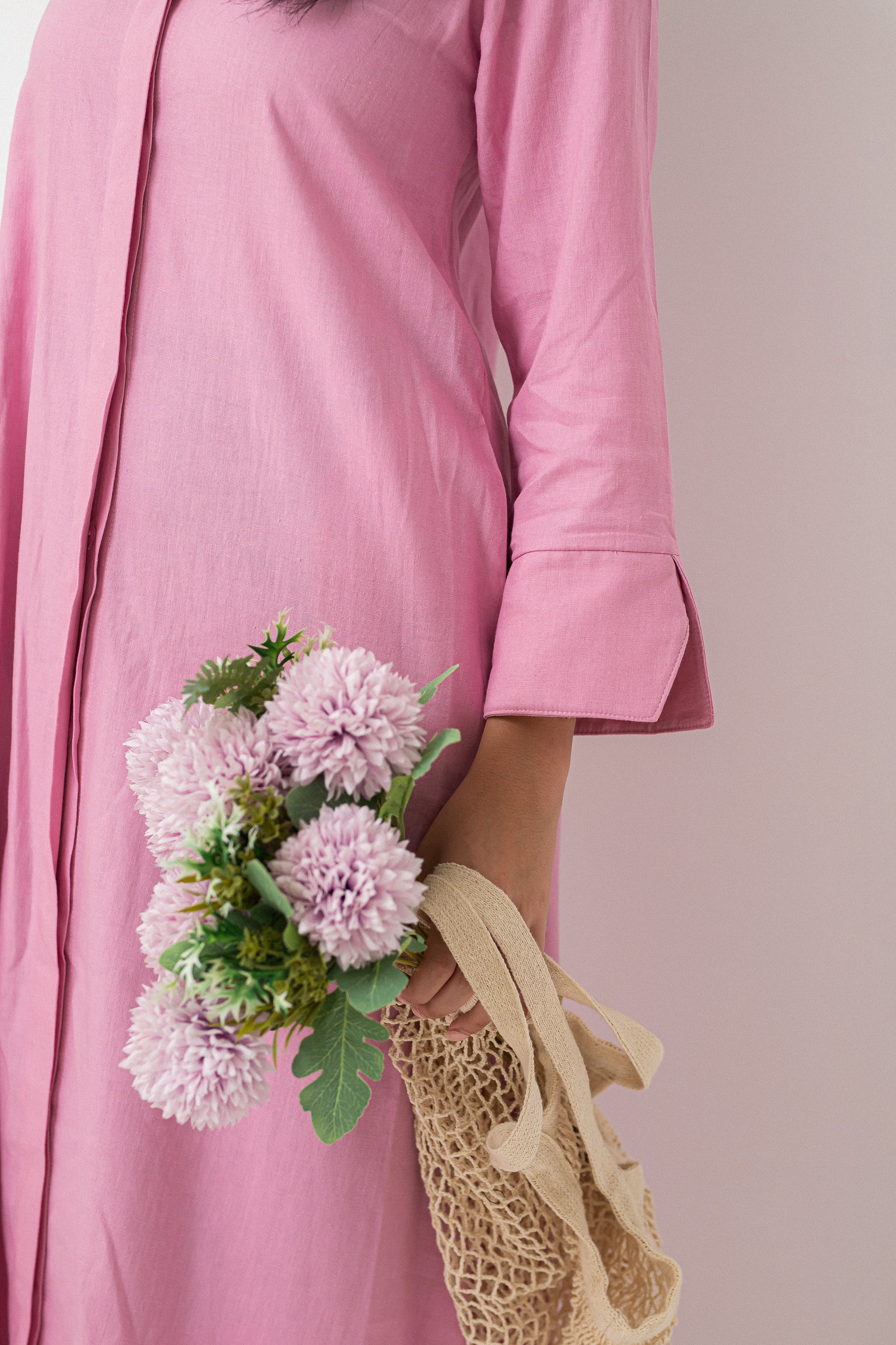 Pink Washed Pure Linen Dress