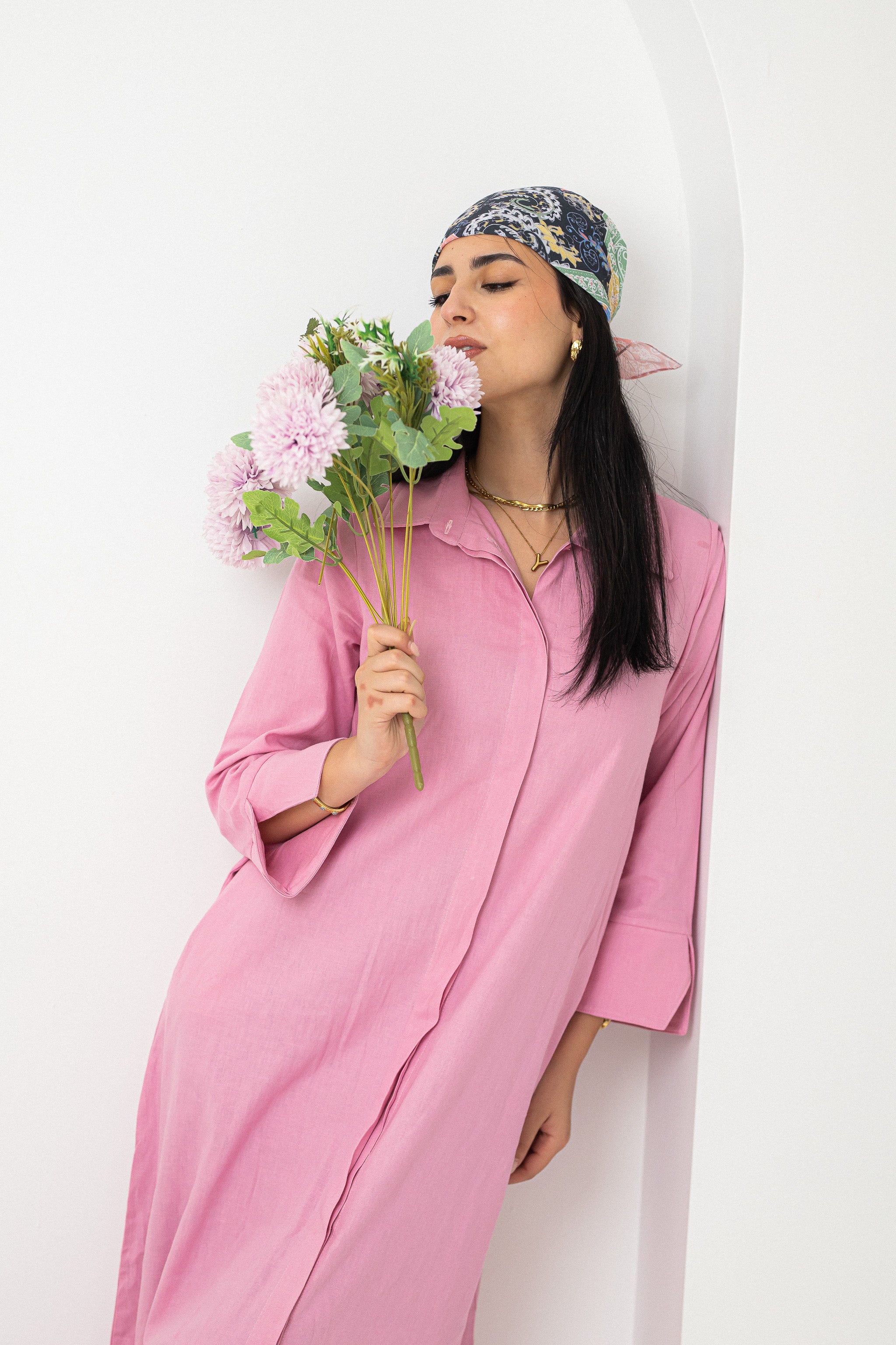Pink Washed Pure Linen Dress