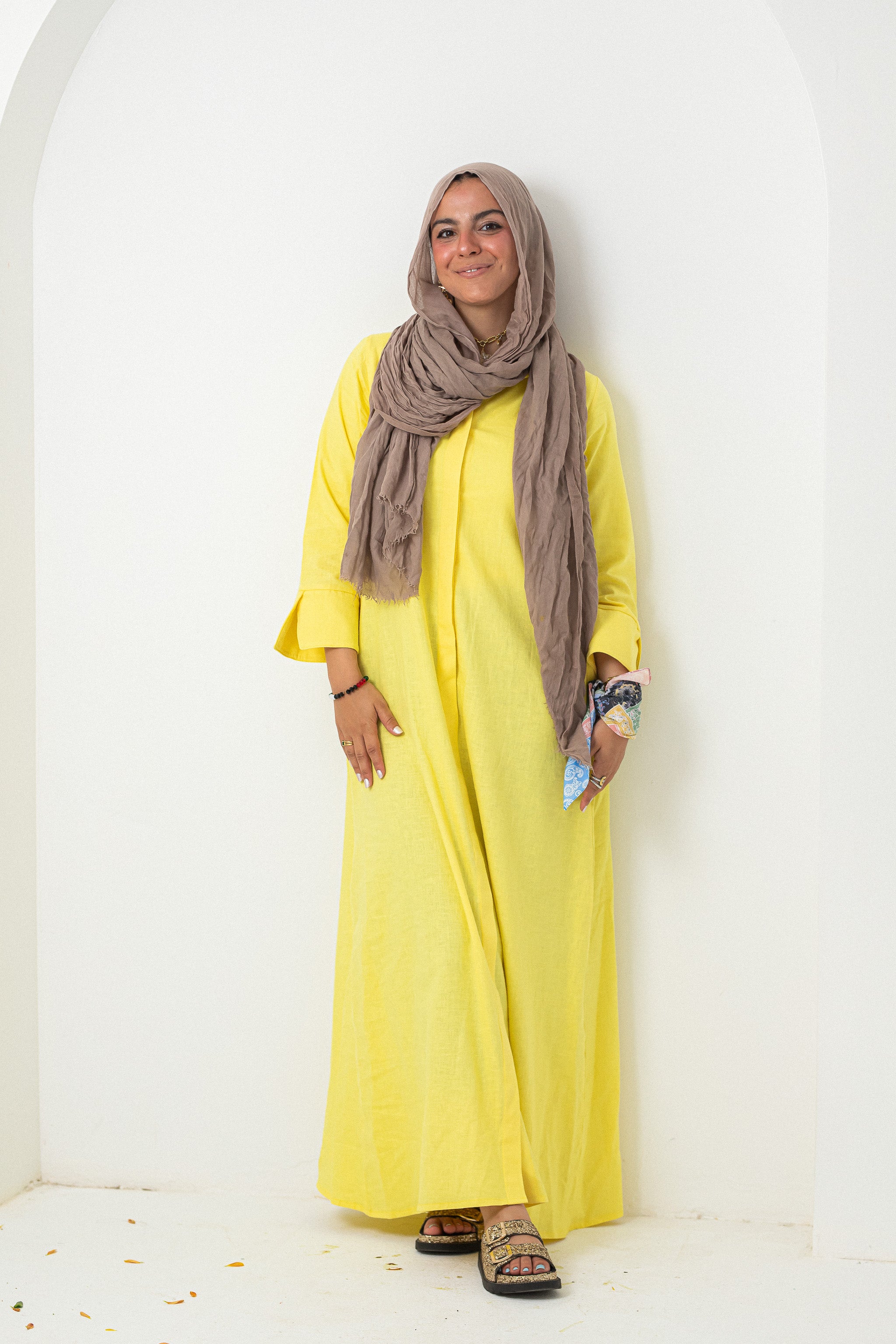 Pistage Washed Pure Linen Dress