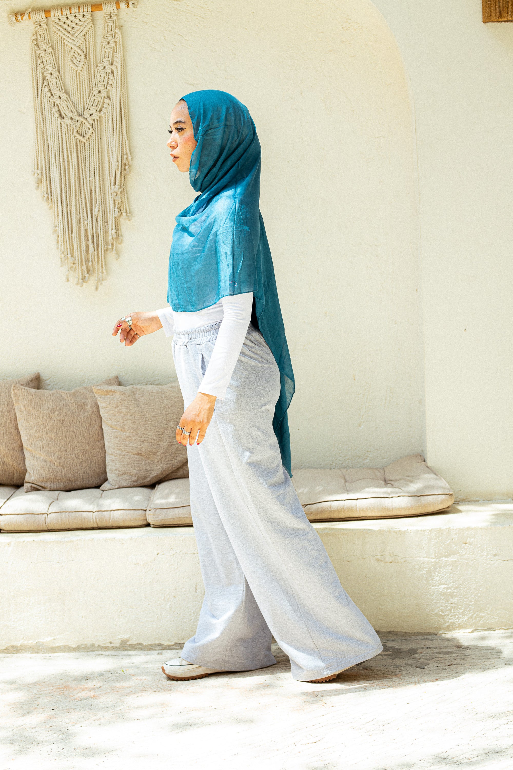 Light Grey Cotton wide leg sweatpants