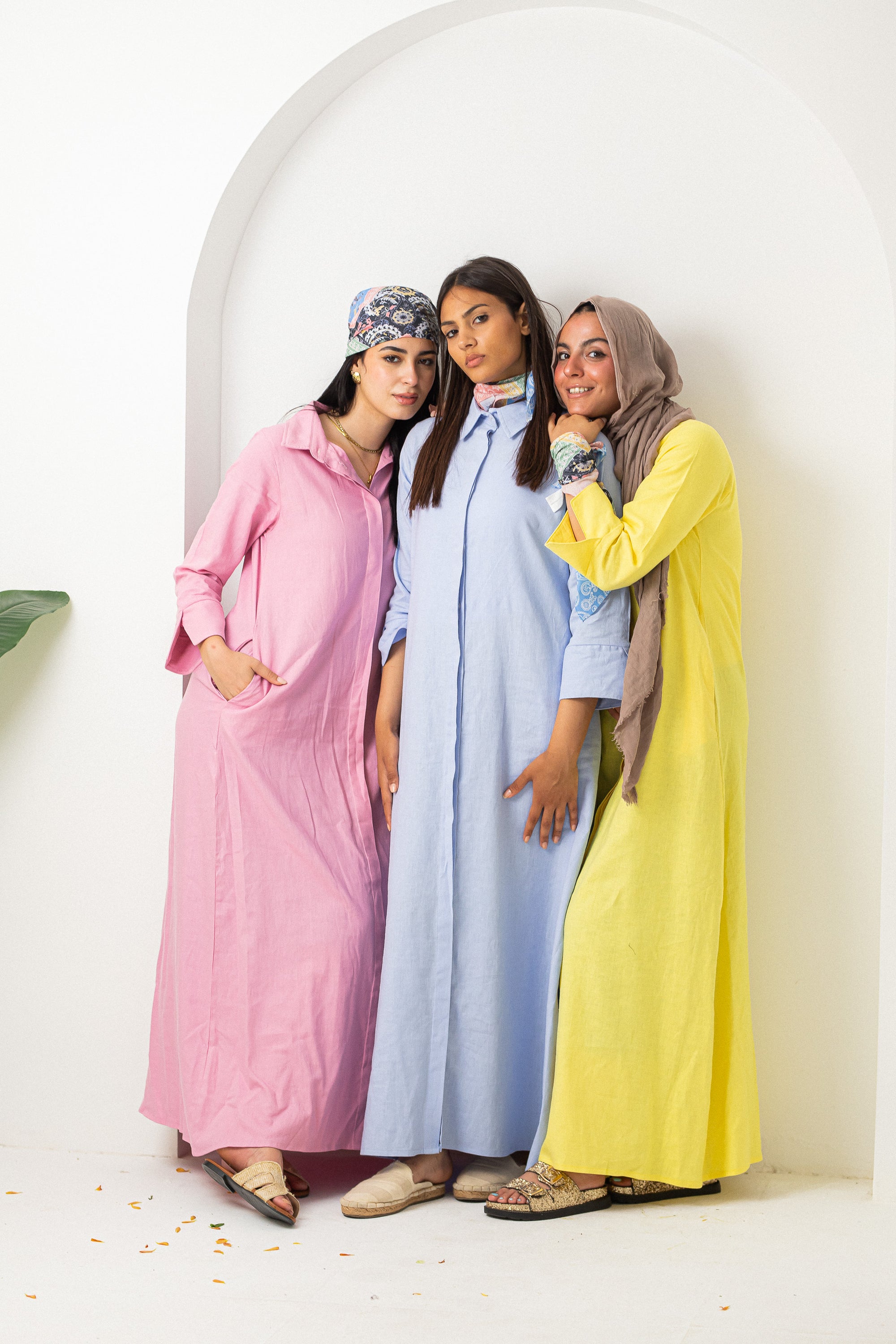 Pistage Washed Pure Linen Dress
