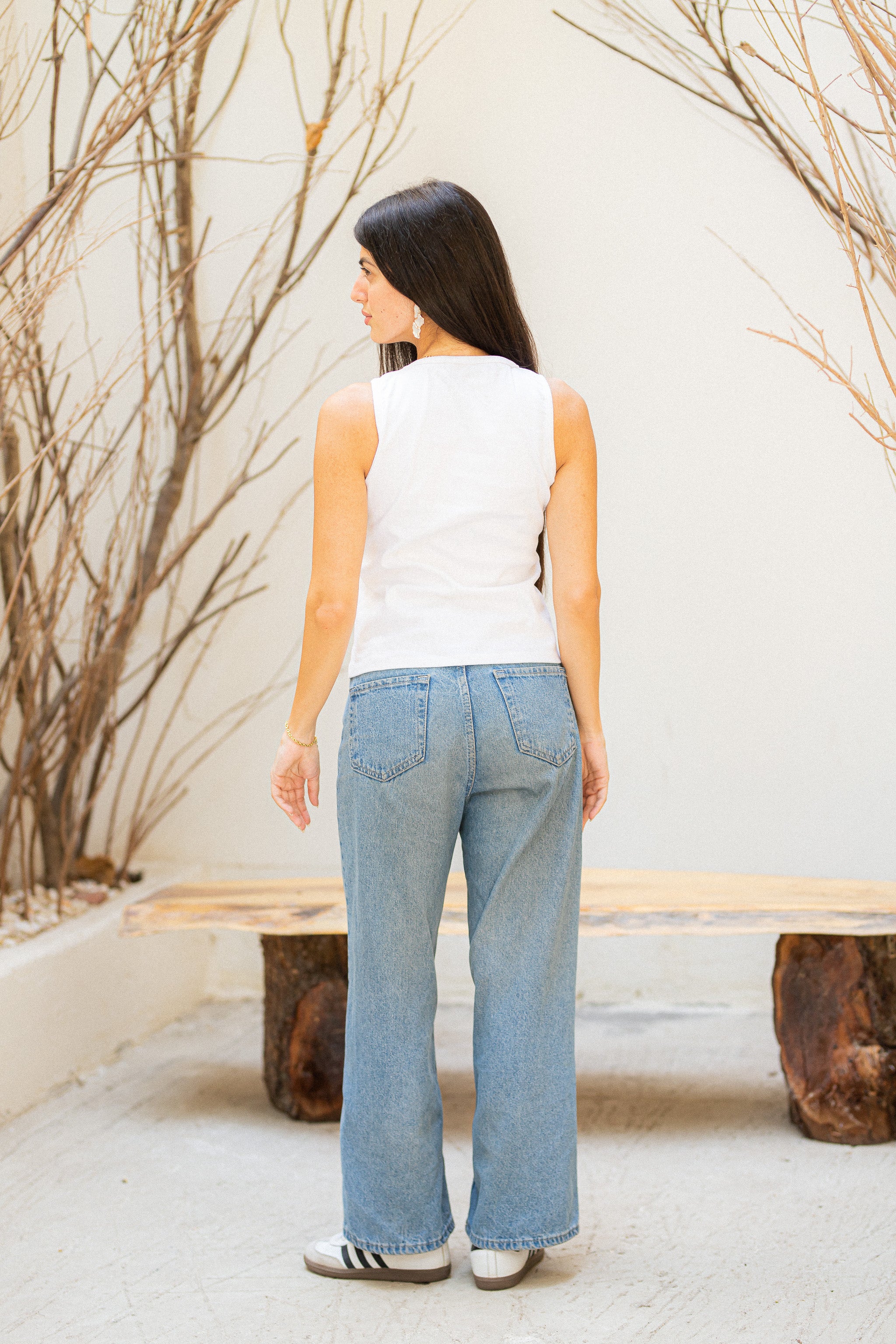White Round tank top