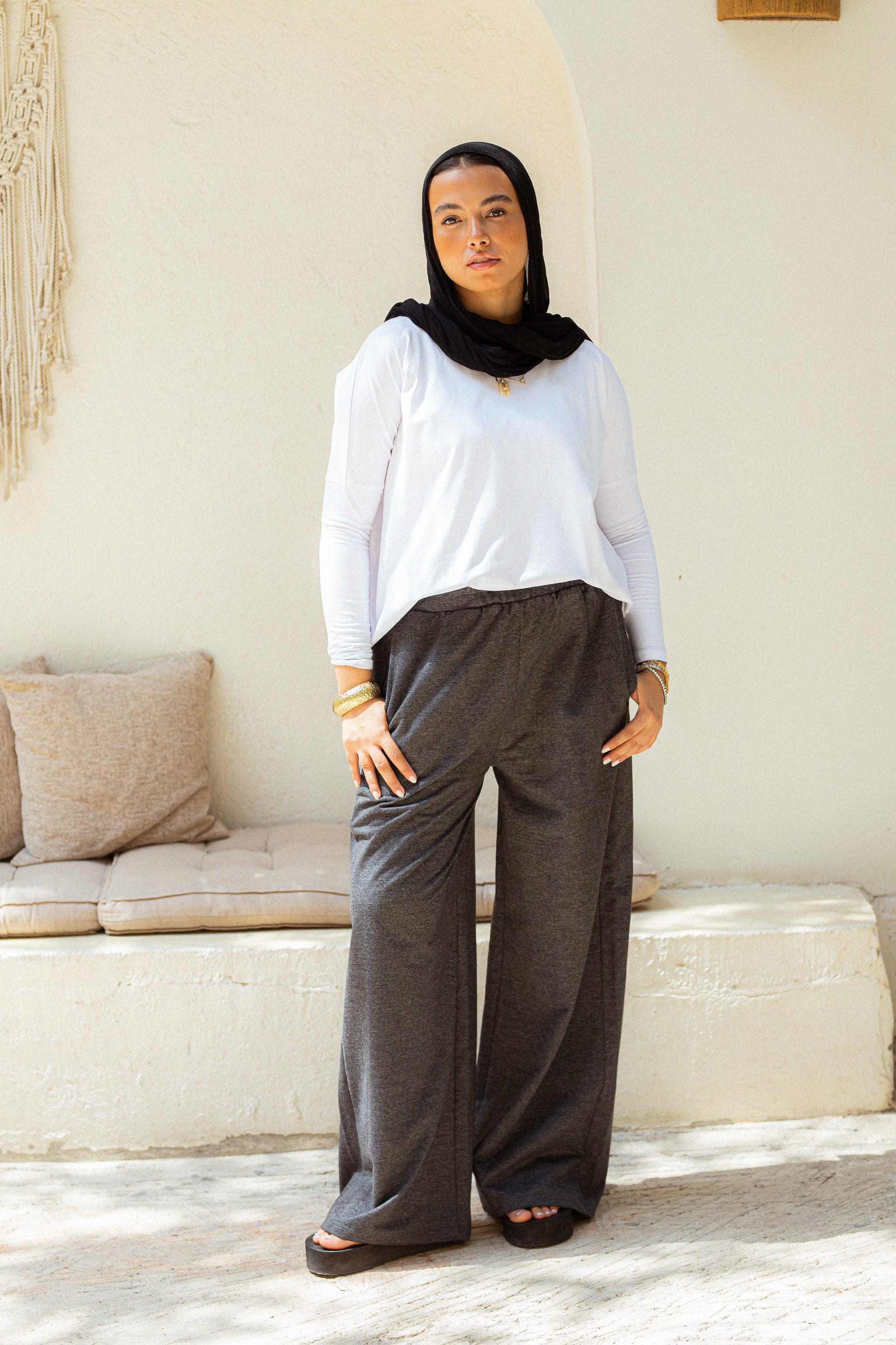 Burgandy stretchy wide leg sweatpants