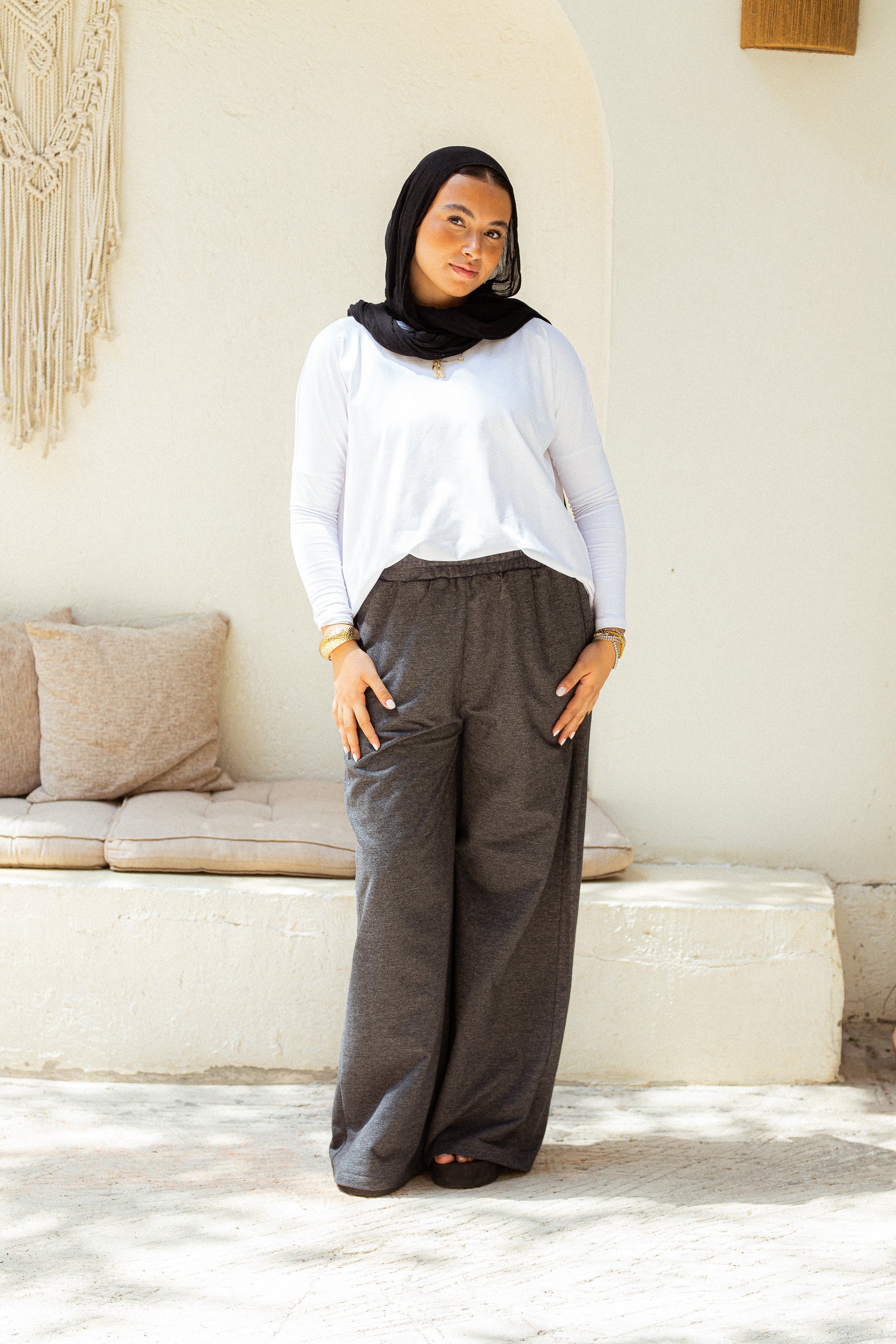 Dark Grey stretchy wide leg sweatpants