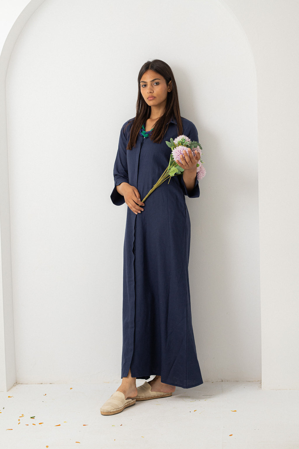 Butter Yellow Washed Pure Linen Dress