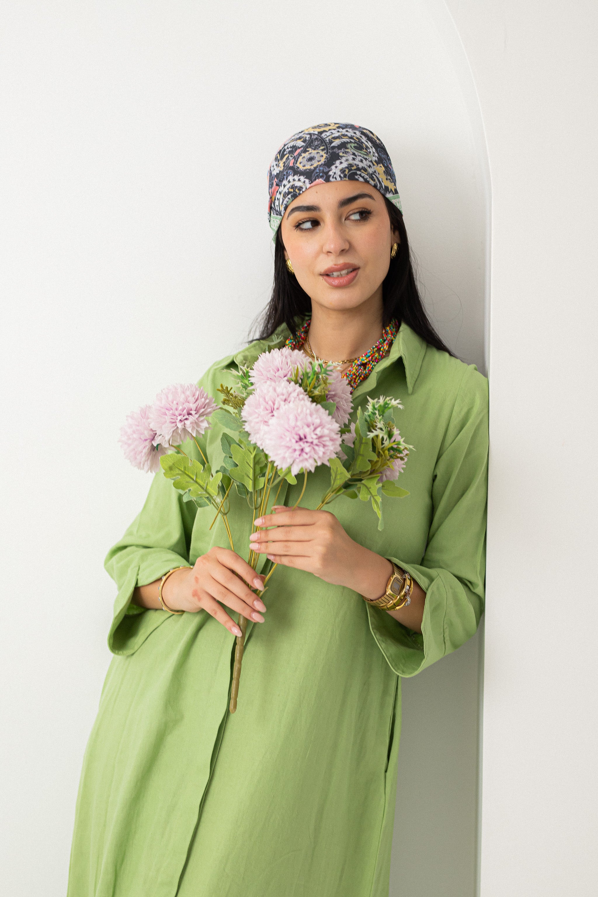 Pistage Washed Pure Linen Dress