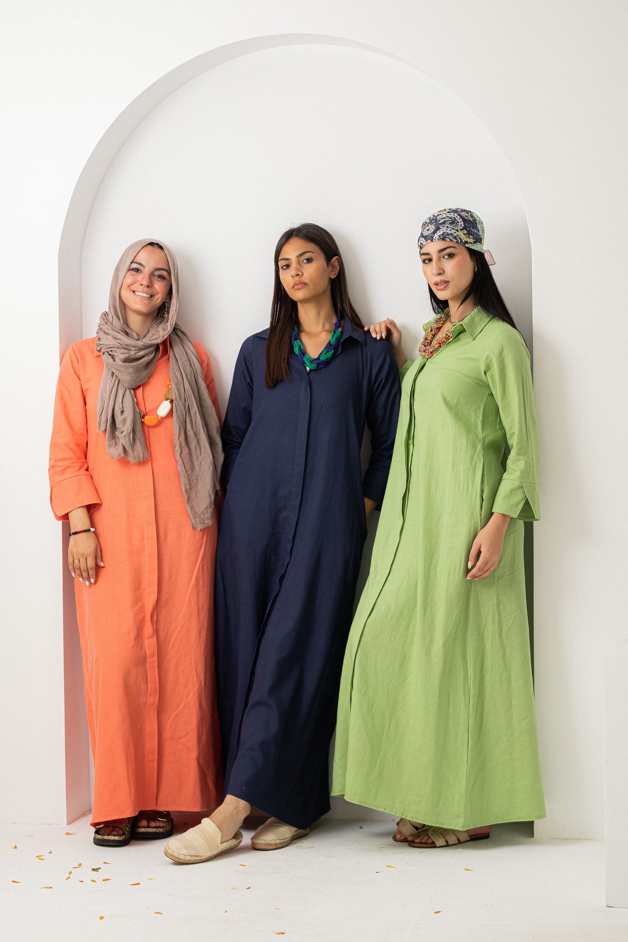 Navy Washed Pure Linen Dress