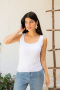 White squared collar tank top