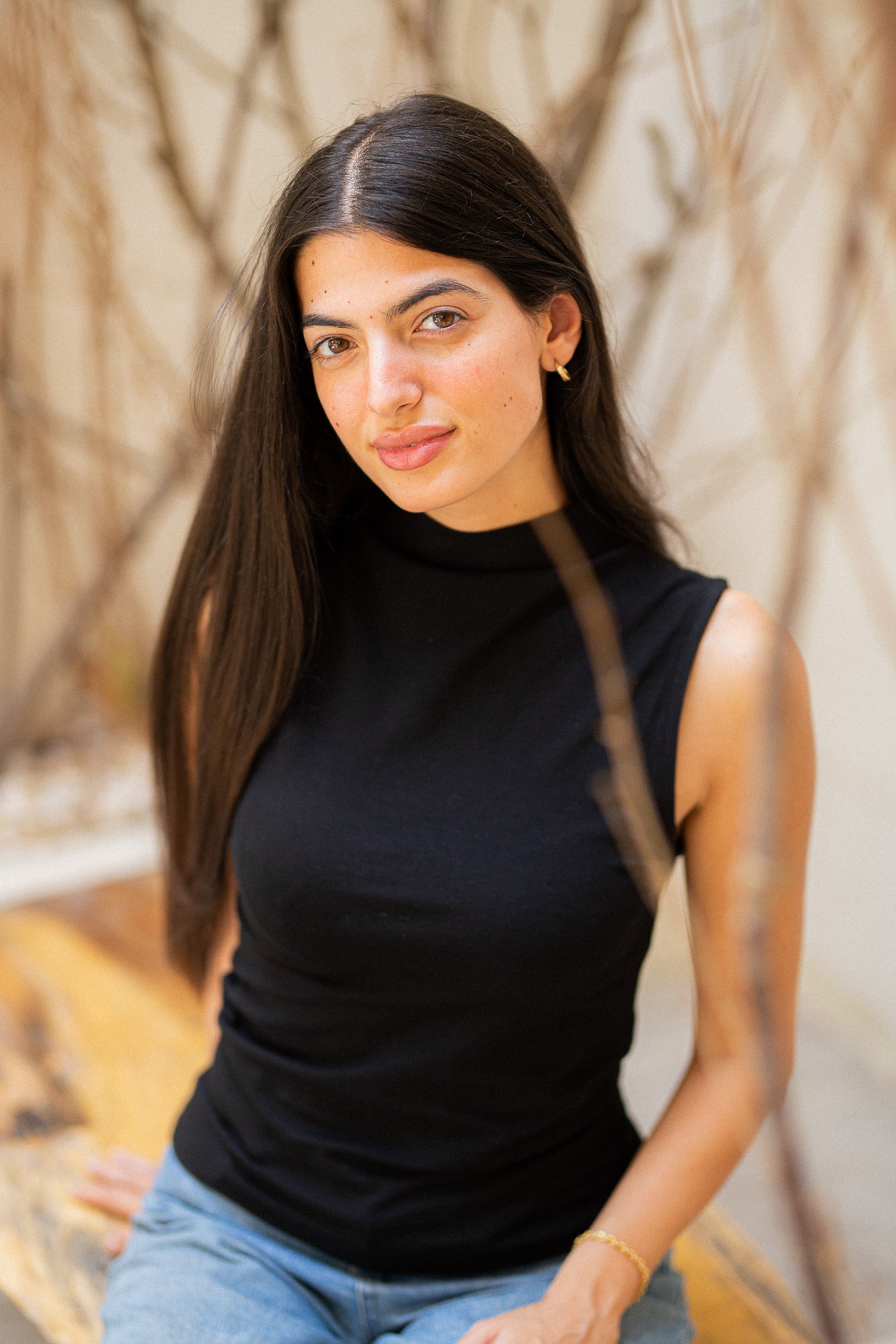 Black Mock neck tank top