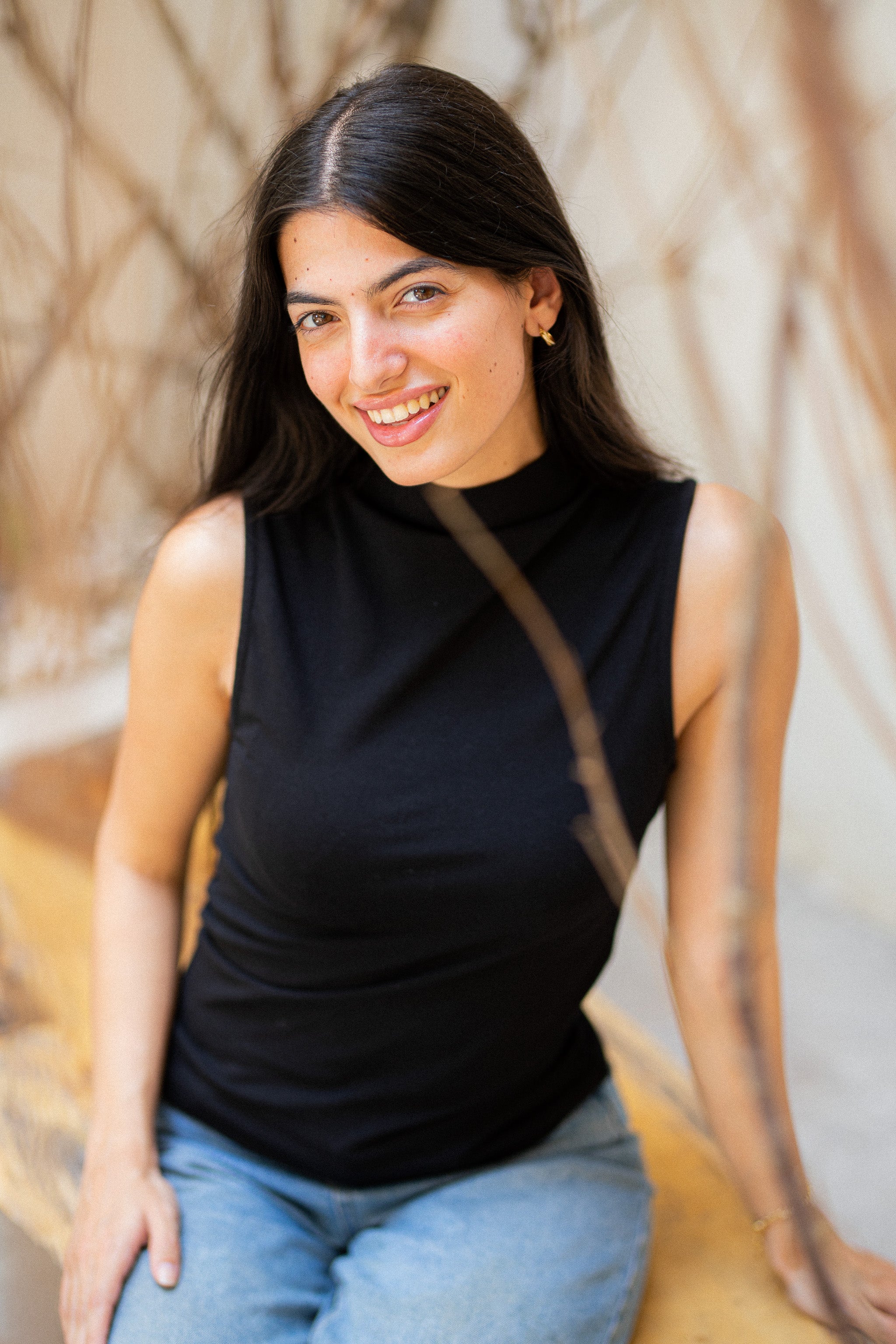 Black Mock neck tank top