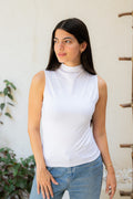 White Mock neck tank top